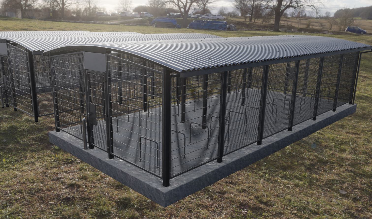 Lockable Bicycle Shelters Version 2 - Fahrradboxen Low-poly 3D model_13