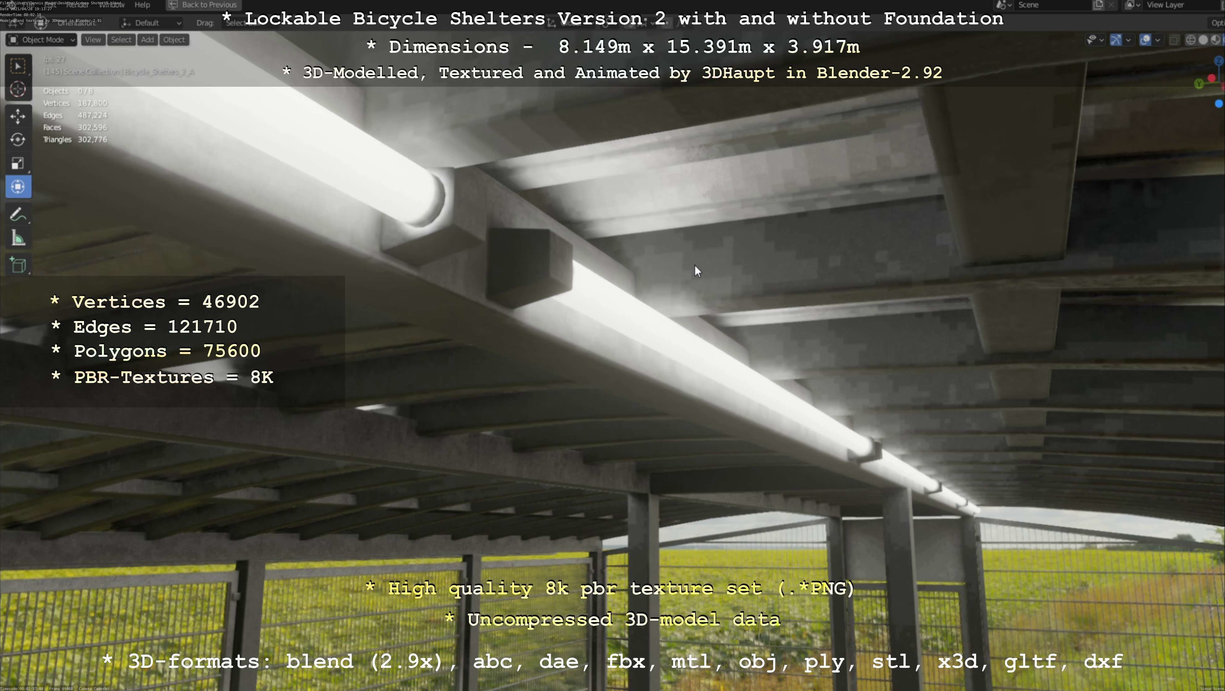 Lockable Bicycle Shelters Version 2 - Fahrradboxen Low-poly 3D model_94