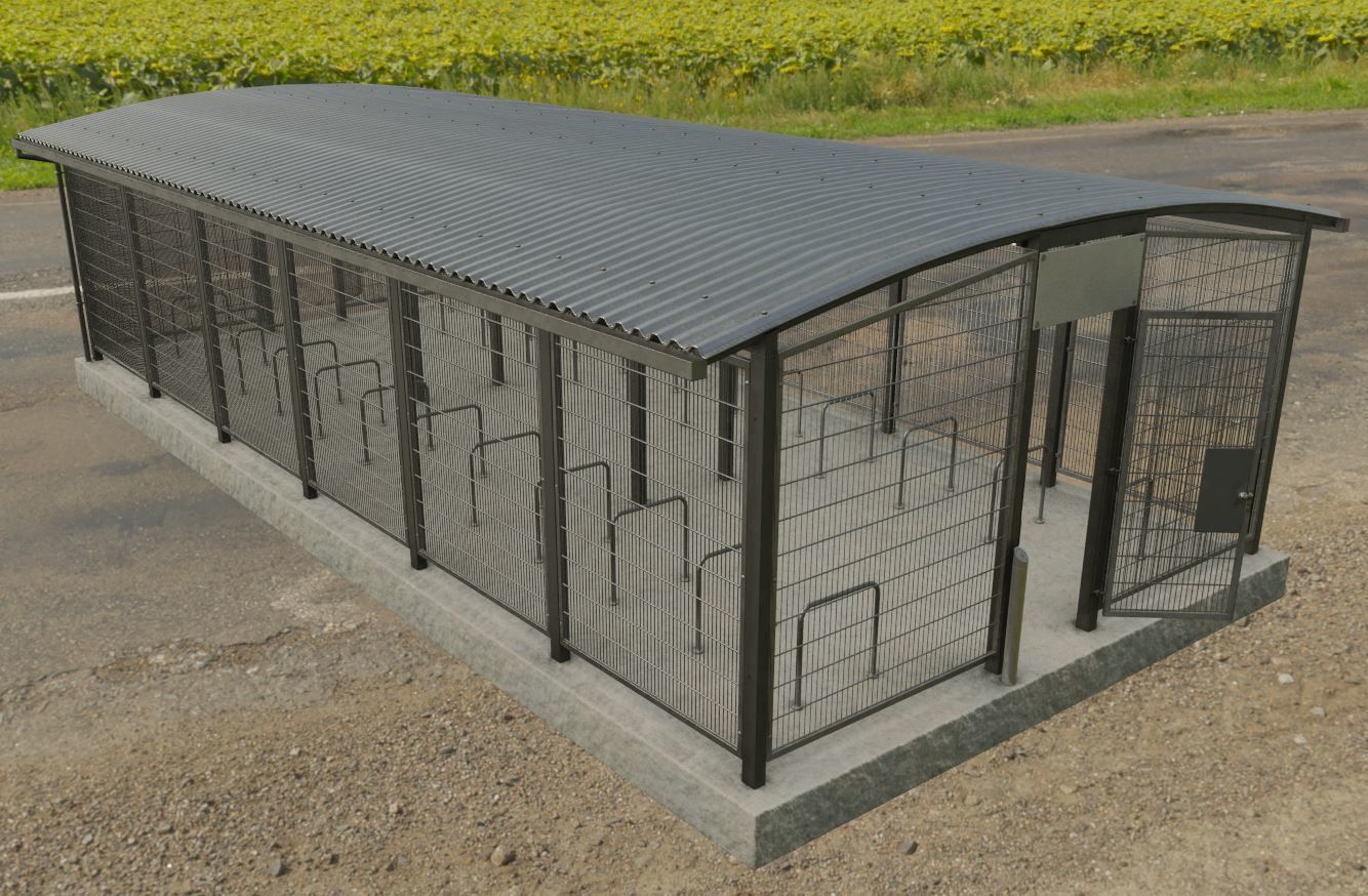 Lockable Bicycle Shelters Version 2 - Fahrradboxen Low-poly 3D model_8