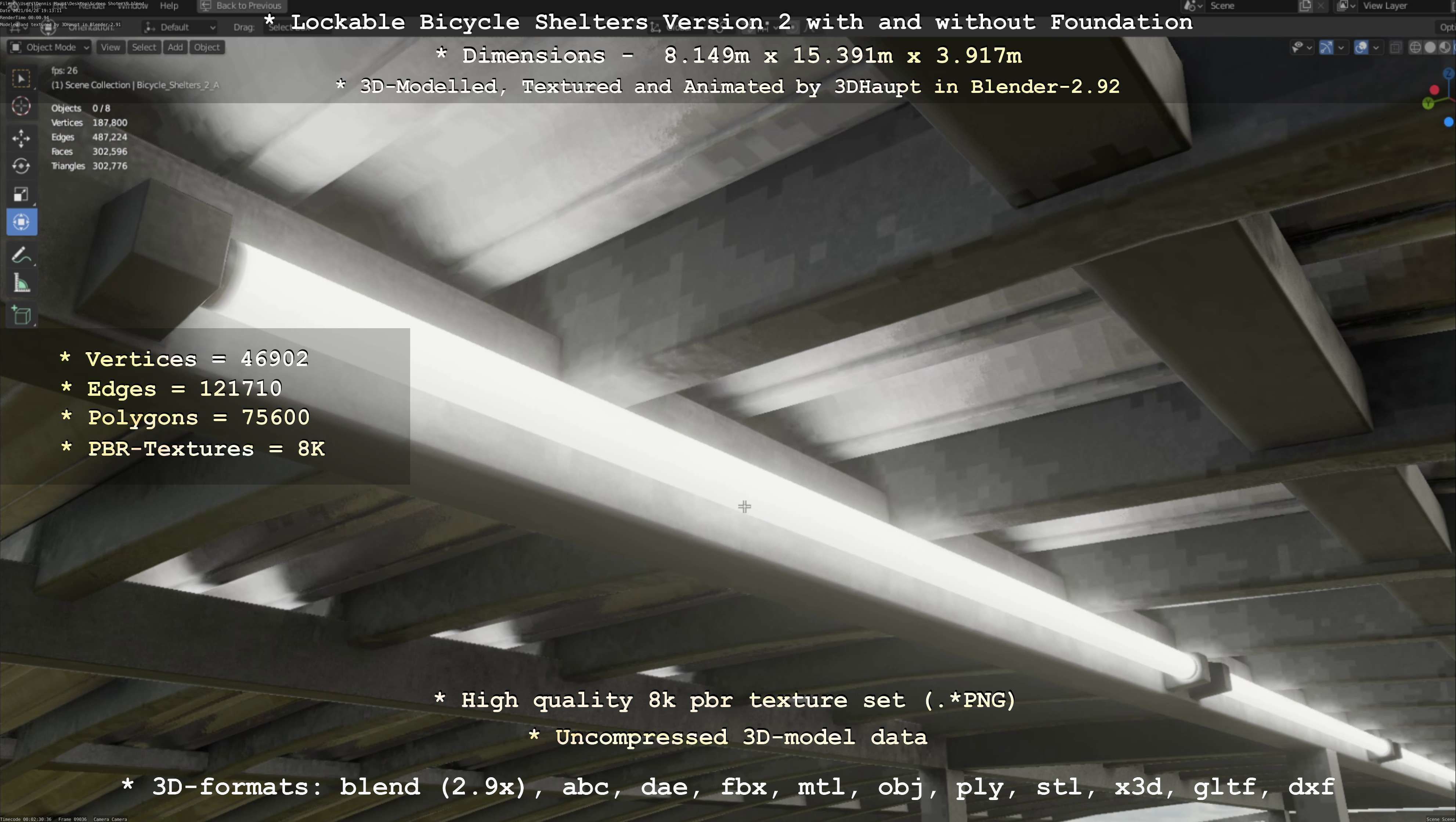 Lockable Bicycle Shelters Version 2 - Fahrradboxen Low-poly 3D model_81