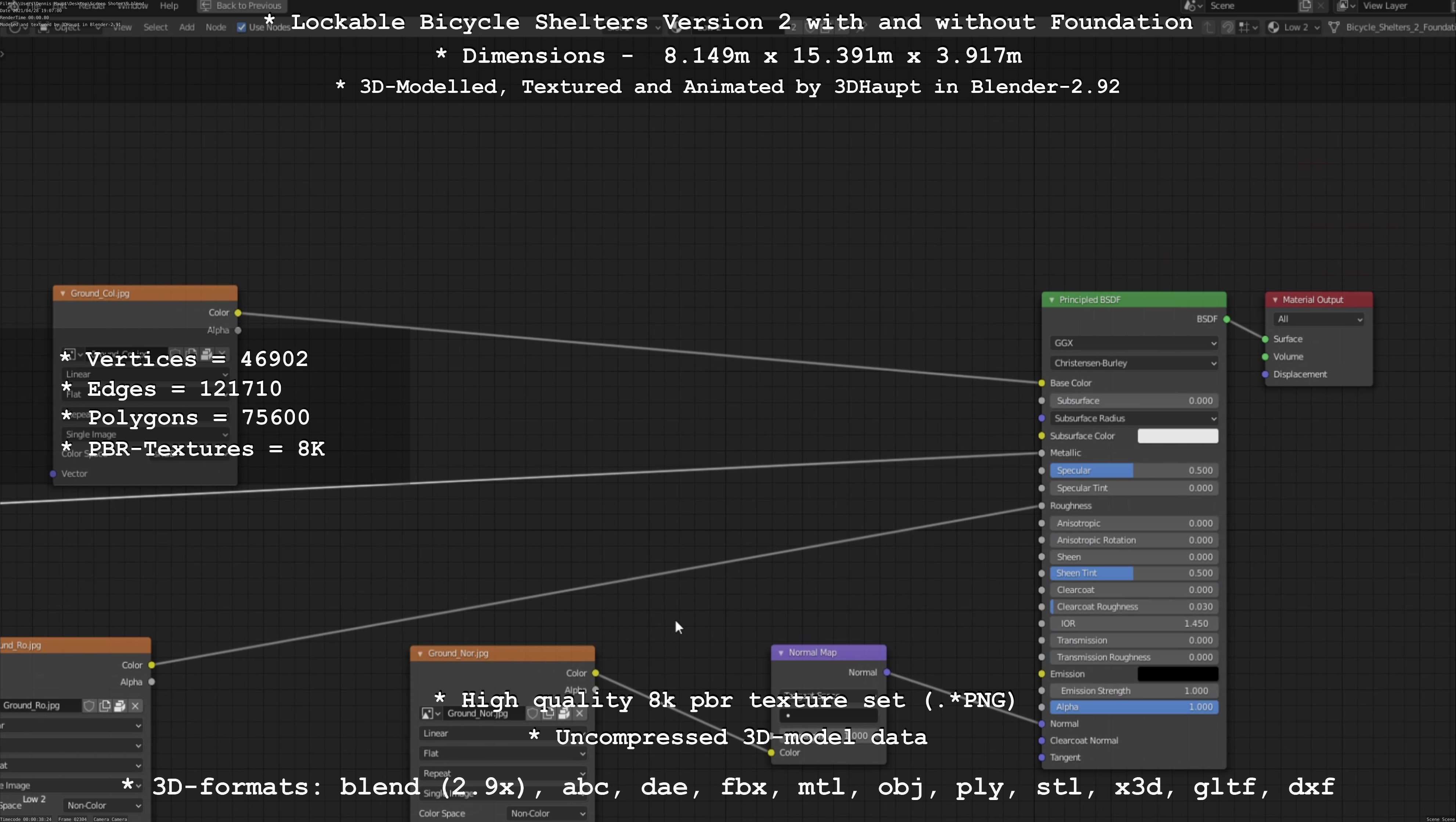Lockable Bicycle Shelters Version 2 - Fahrradboxen Low-poly 3D model_37