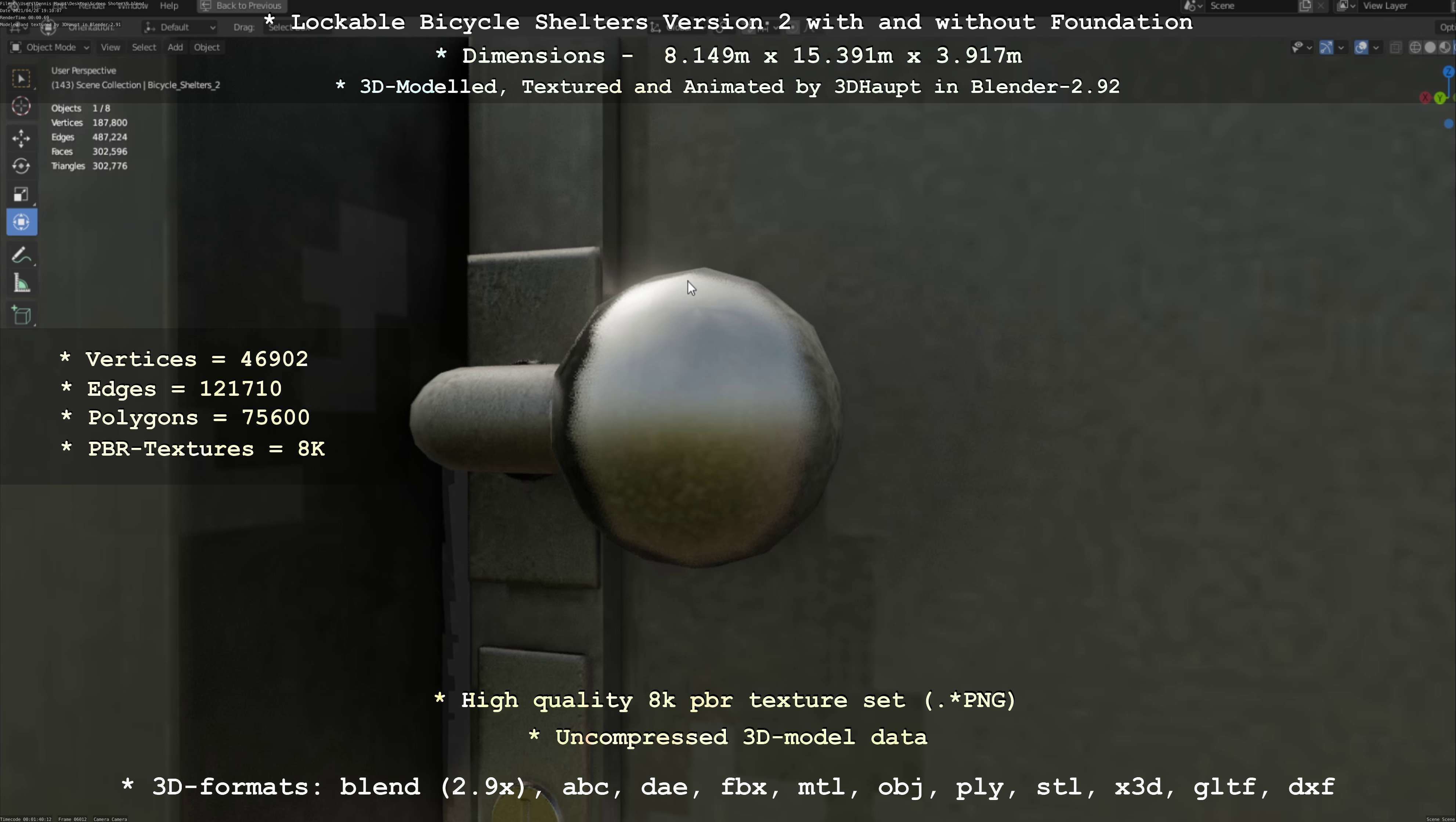 Lockable Bicycle Shelters Version 2 - Fahrradboxen Low-poly 3D model_73