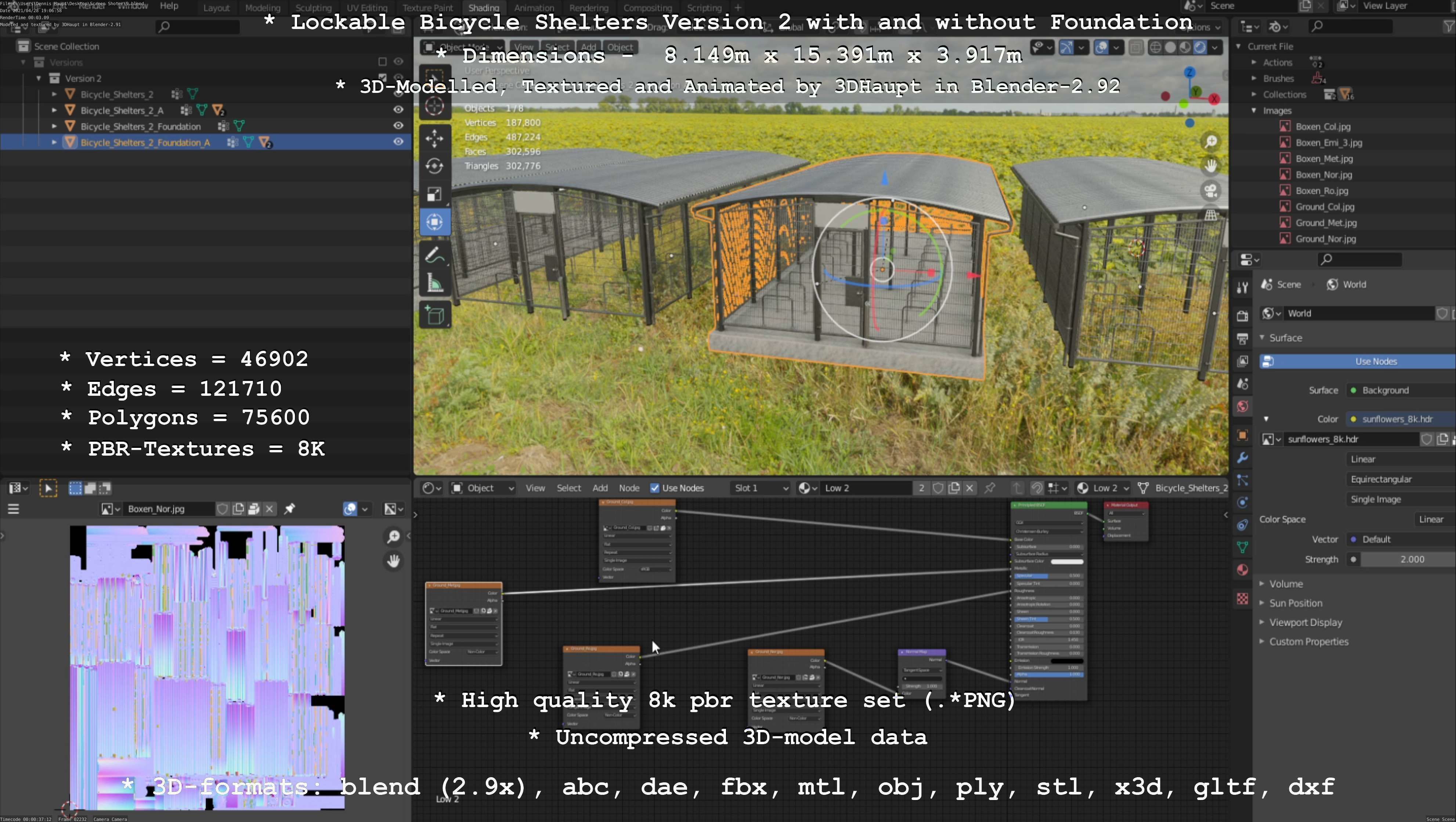 Lockable Bicycle Shelters Version 2 - Fahrradboxen Low-poly 3D model_42