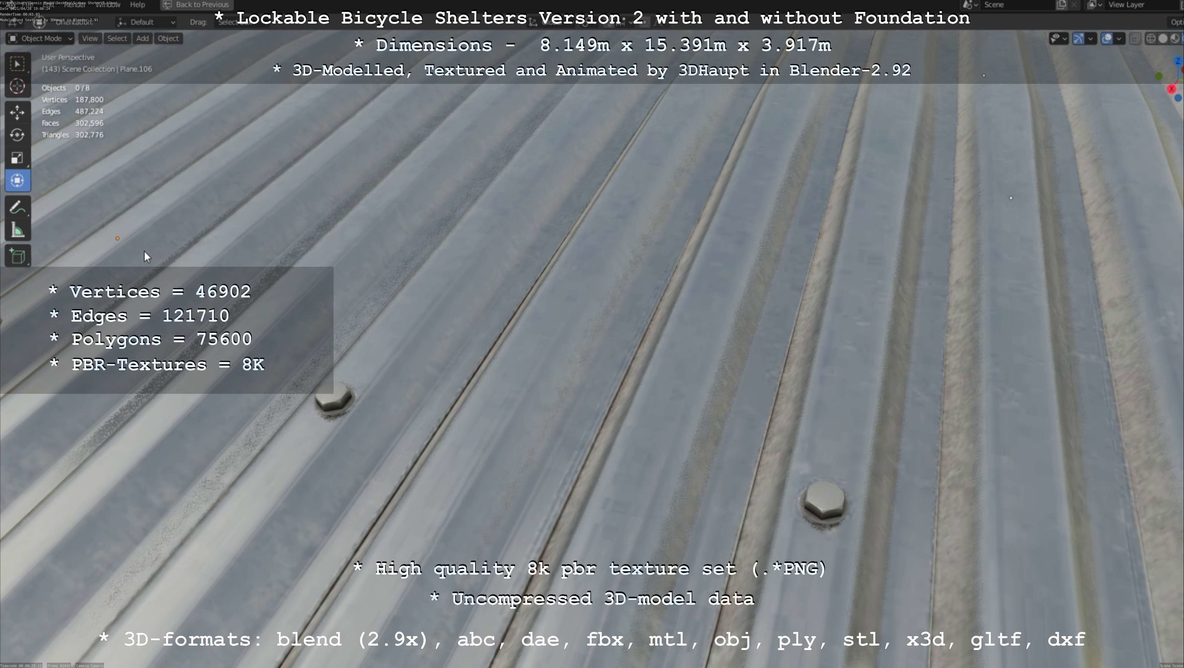 Lockable Bicycle Shelters Version 2 - Fahrradboxen Low-poly 3D model_124