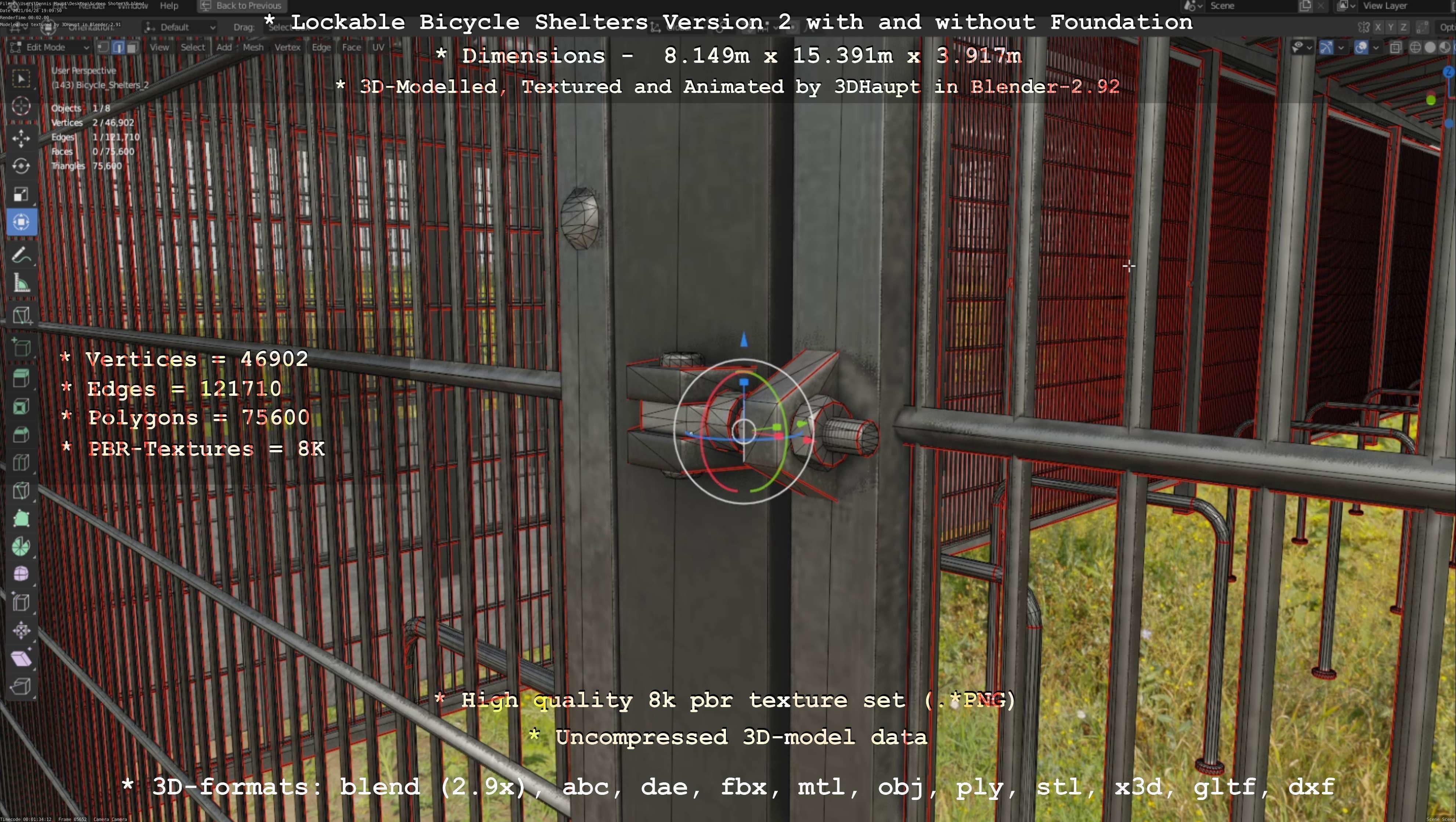 Lockable Bicycle Shelters Version 2 - Fahrradboxen Low-poly 3D model_143