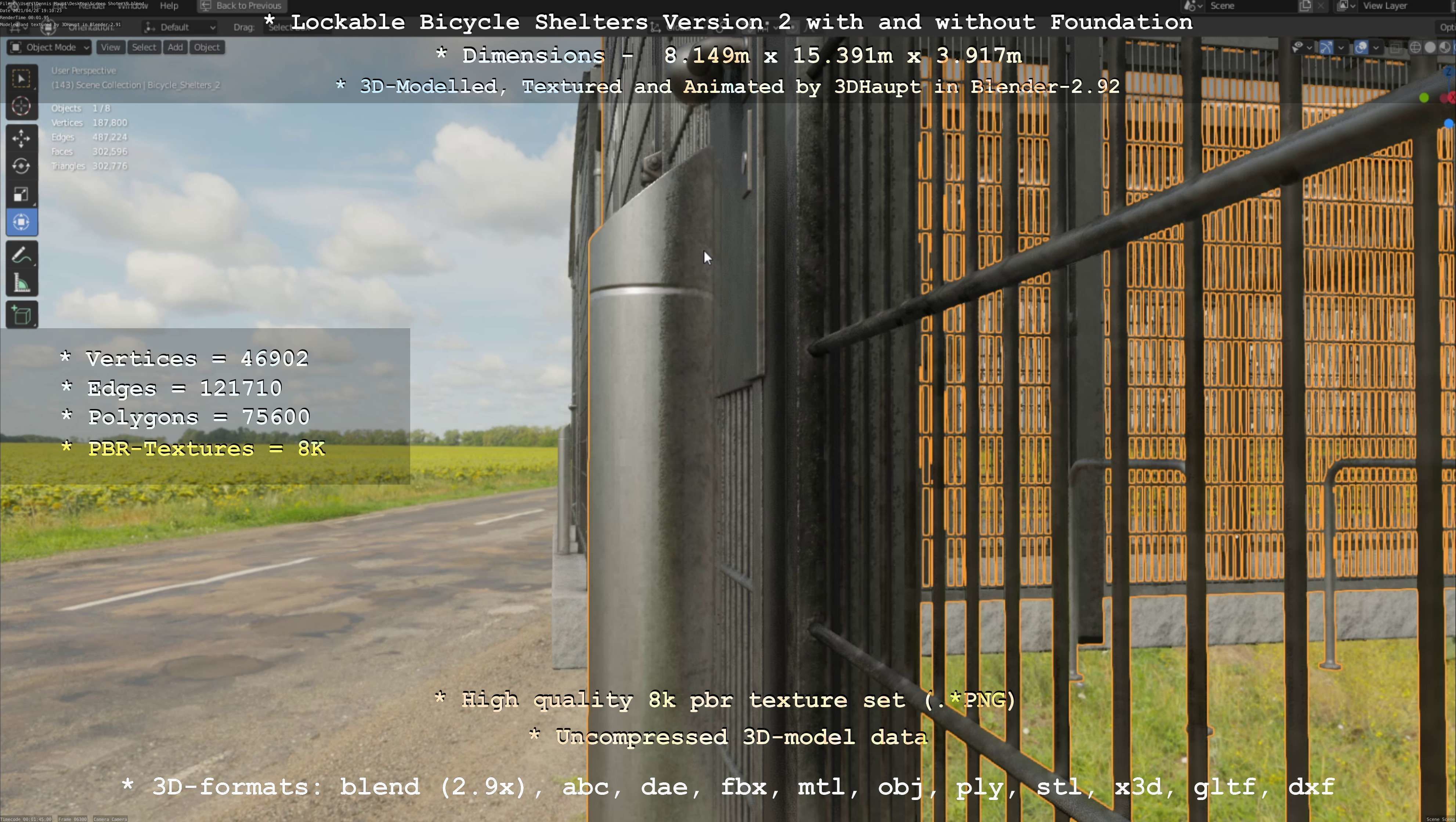 Lockable Bicycle Shelters Version 2 - Fahrradboxen Low-poly 3D model_146