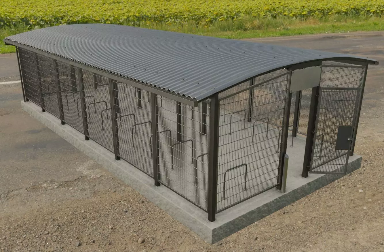 Lockable Bicycle Shelters Version 2 - Fahrradboxen Low-poly 3D model_0