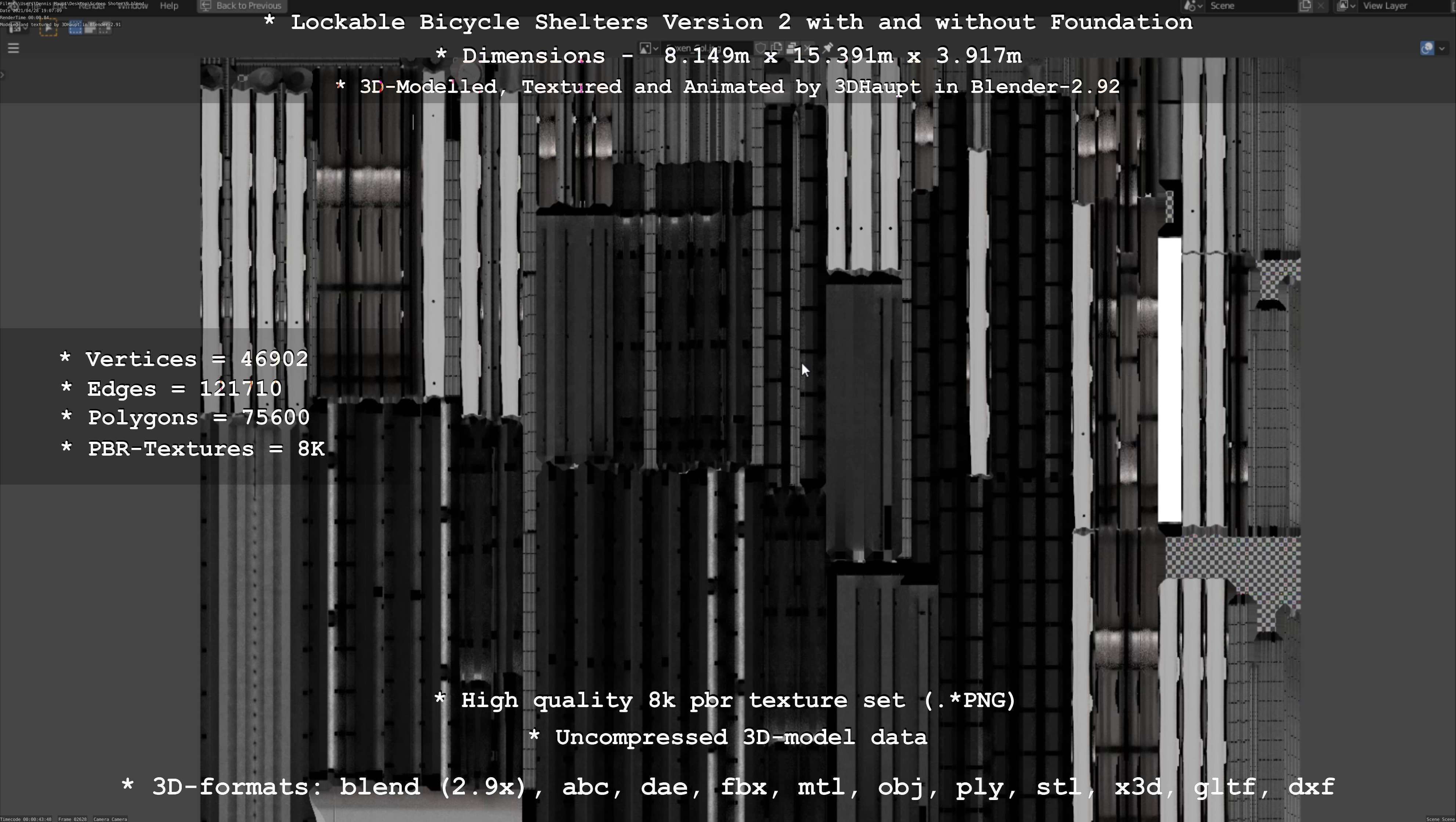 Lockable Bicycle Shelters Version 2 - Fahrradboxen Low-poly 3D model_38