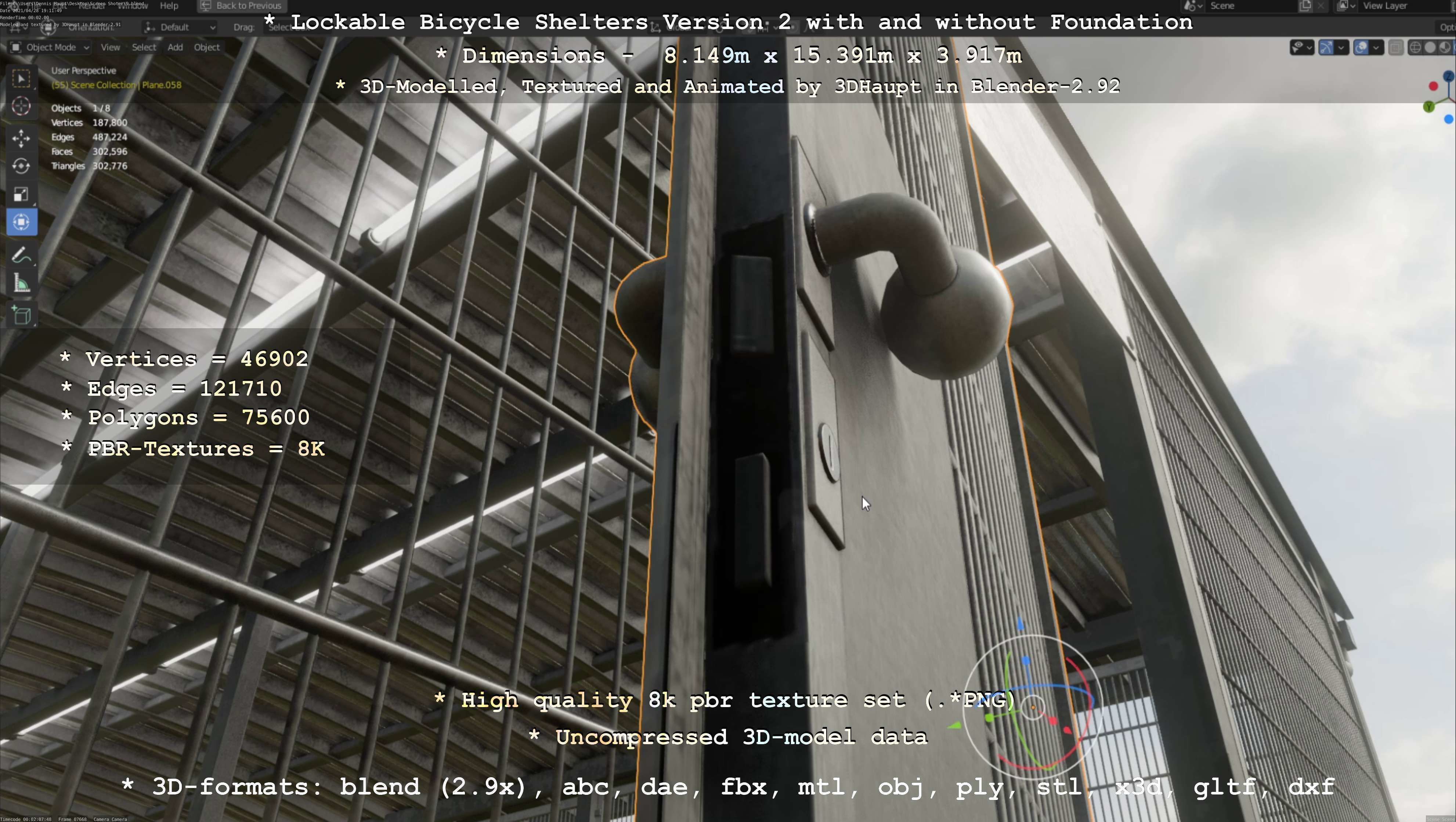 Lockable Bicycle Shelters Version 2 - Fahrradboxen Low-poly 3D model_102