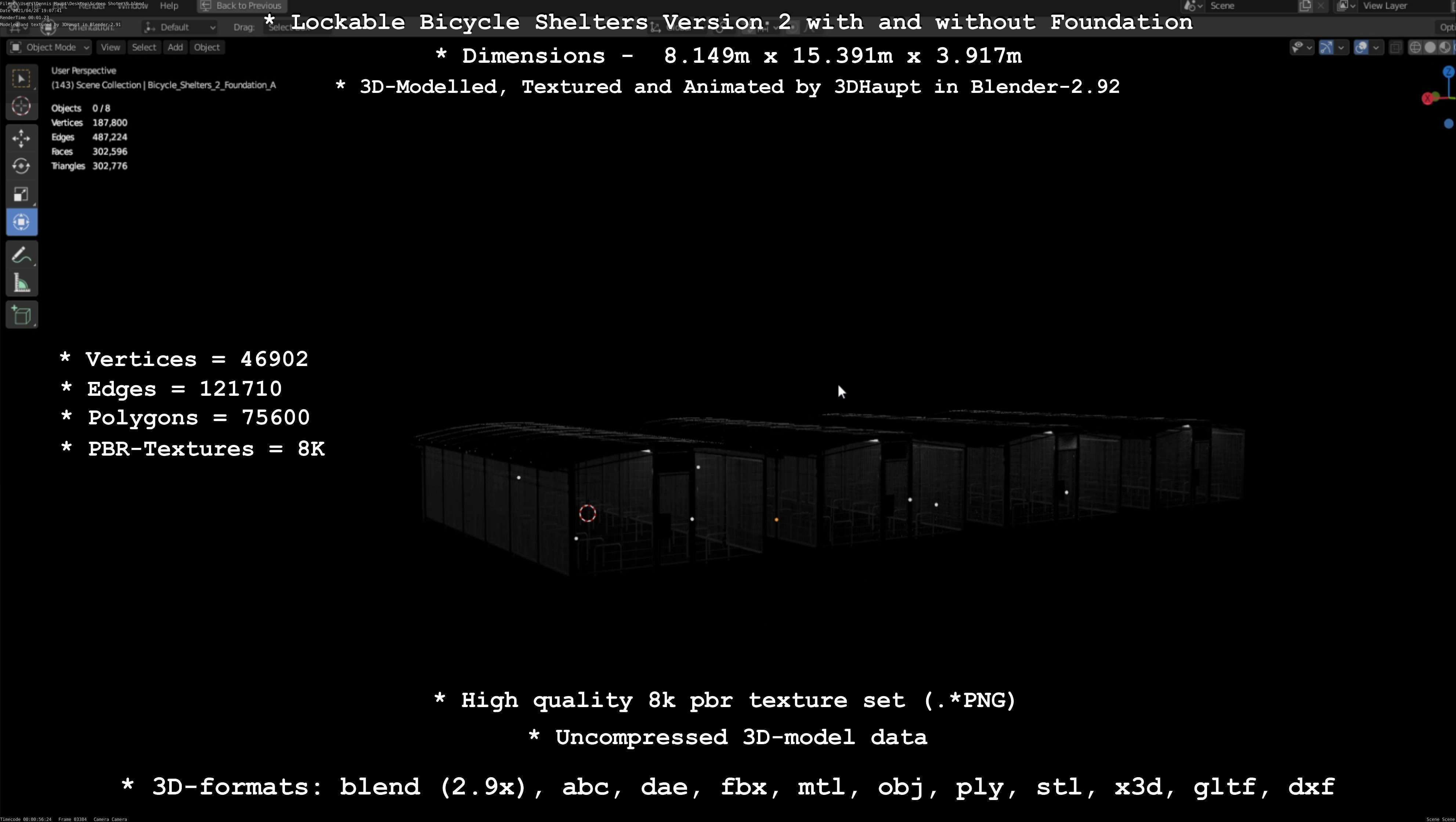 Lockable Bicycle Shelters Version 2 - Fahrradboxen Low-poly 3D model_46