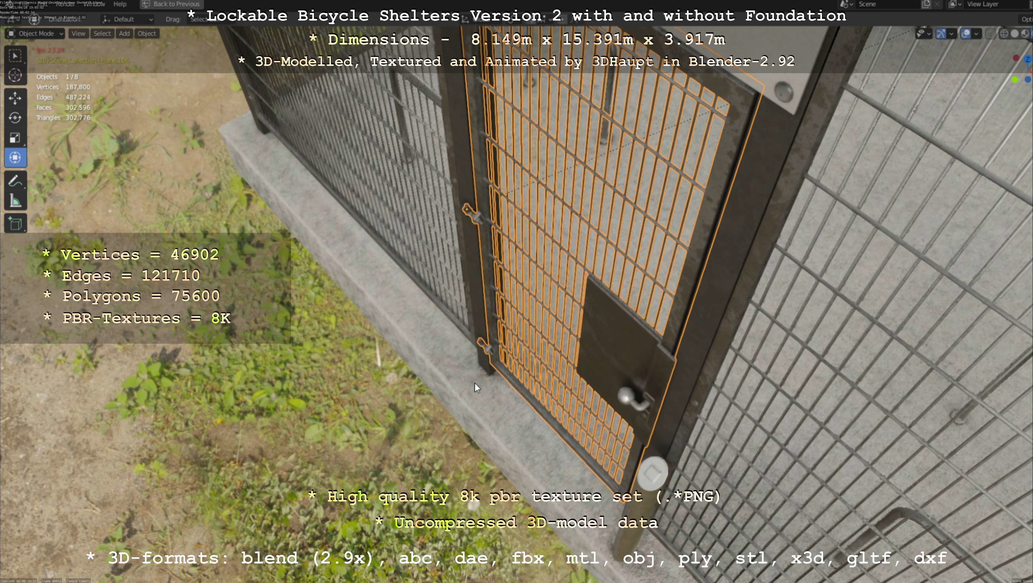 Lockable Bicycle Shelters Version 2 - Fahrradboxen Low-poly 3D model_120