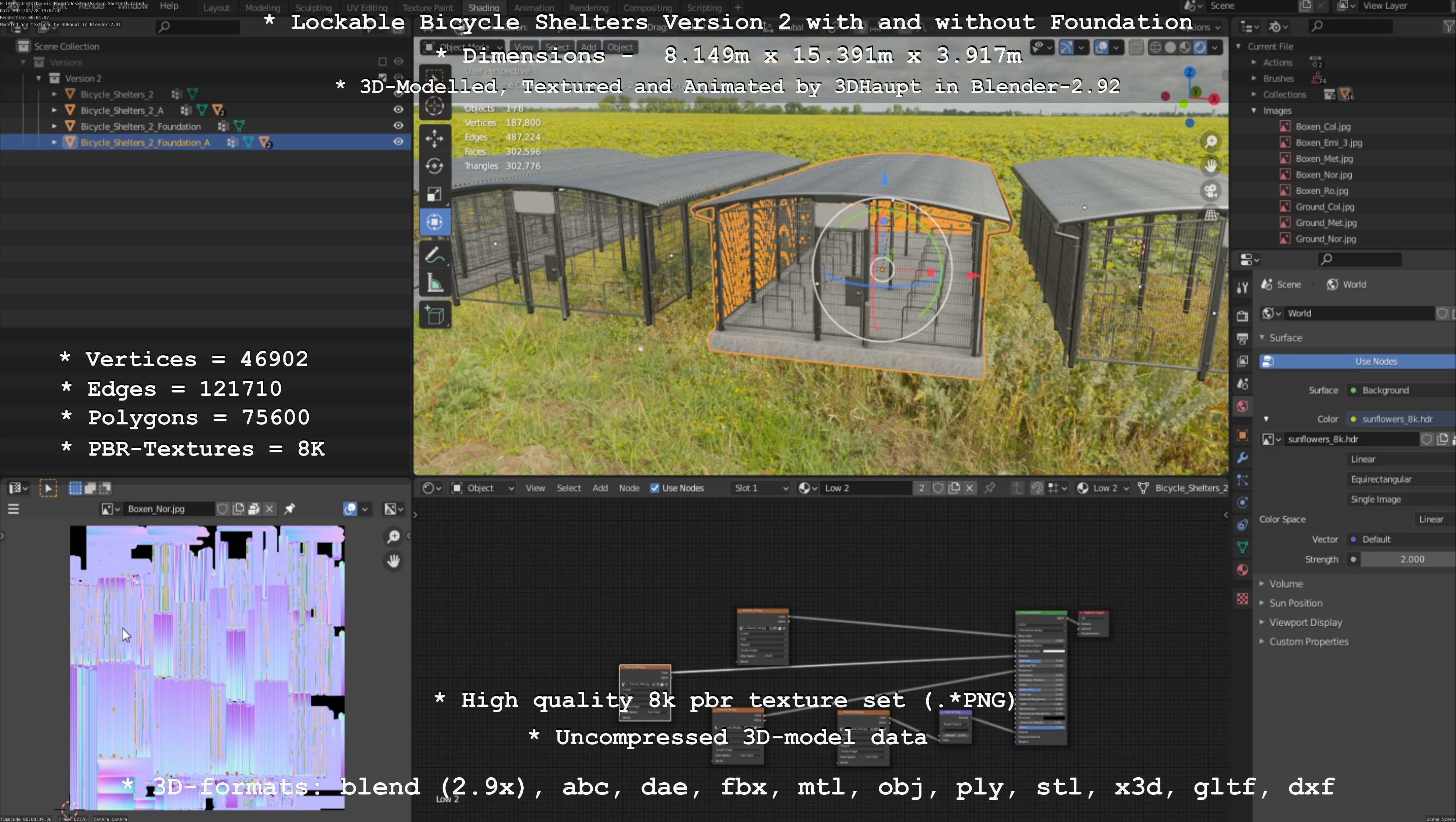 Lockable Bicycle Shelters Version 2 - Fahrradboxen Low-poly 3D model_134