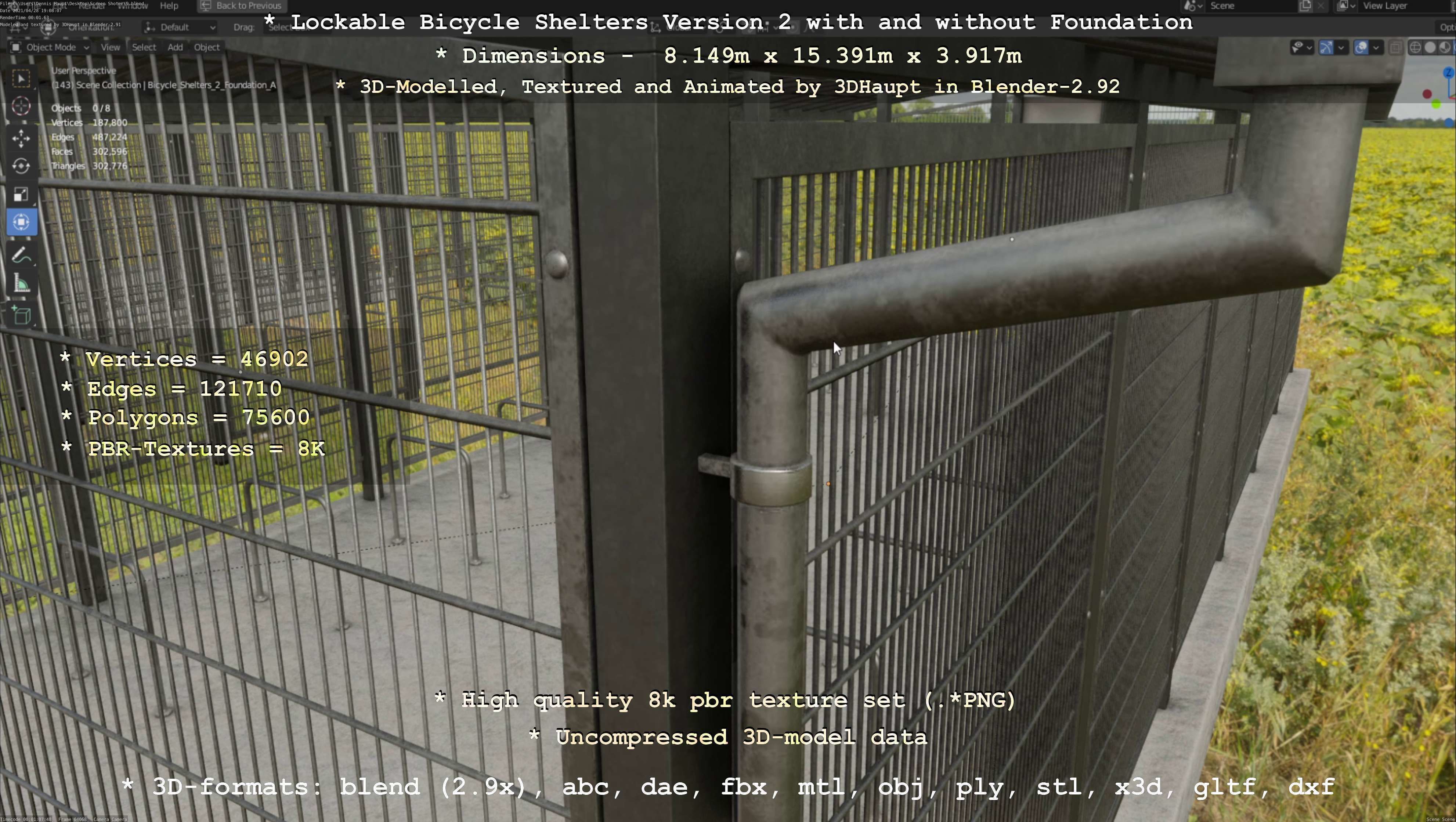 Lockable Bicycle Shelters Version 2 - Fahrradboxen Low-poly 3D model_51