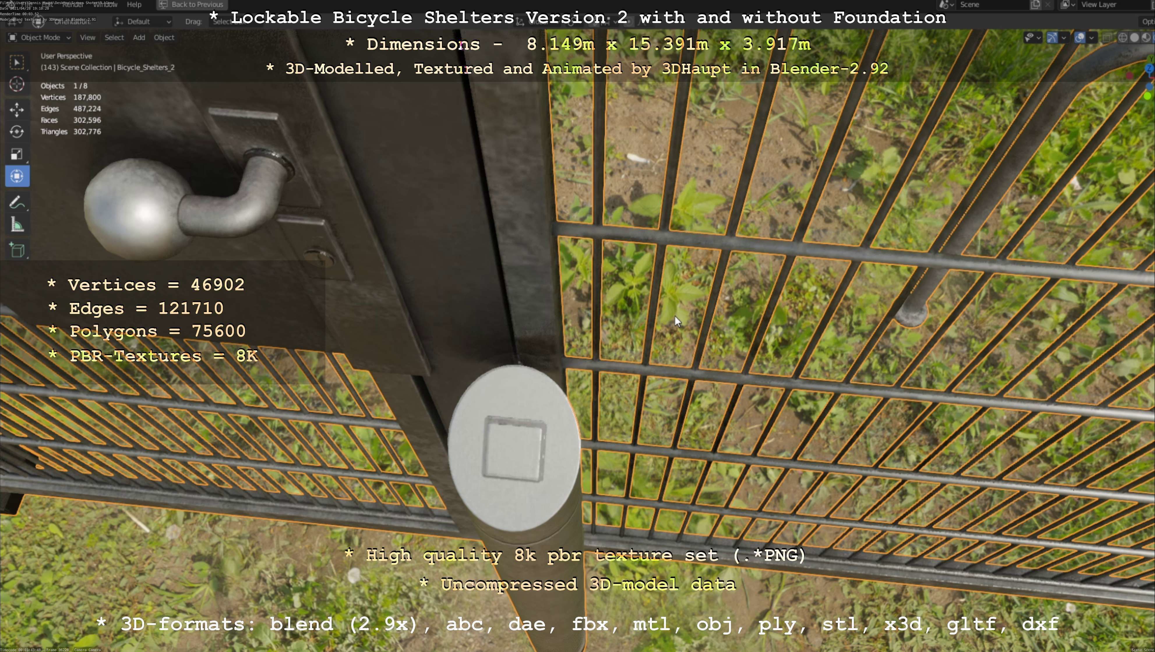 Lockable Bicycle Shelters Version 2 - Fahrradboxen Low-poly 3D model_74