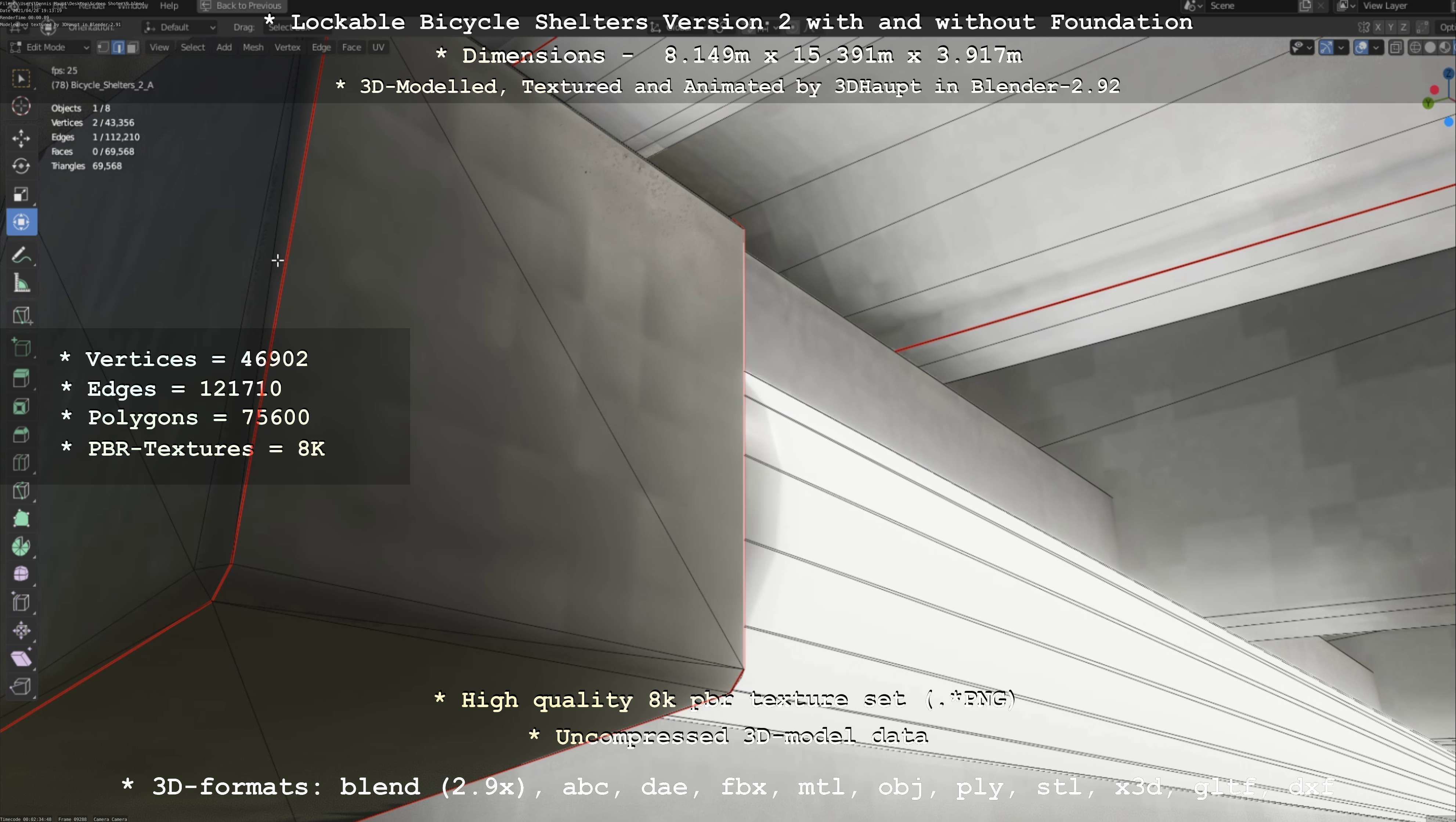 Lockable Bicycle Shelters Version 2 - Fahrradboxen Low-poly 3D model_112