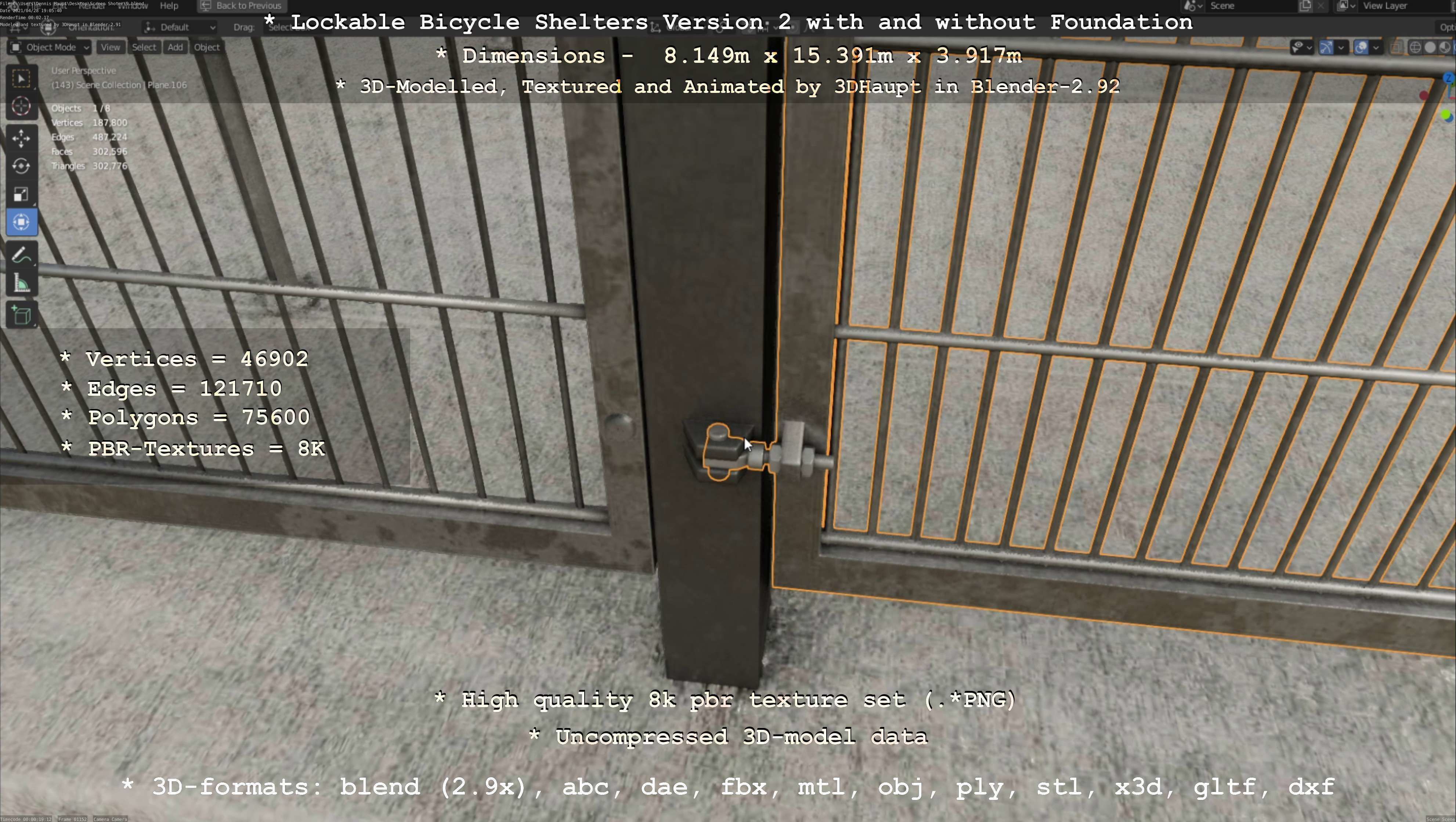 Lockable Bicycle Shelters Version 2 - Fahrradboxen Low-poly 3D model_117