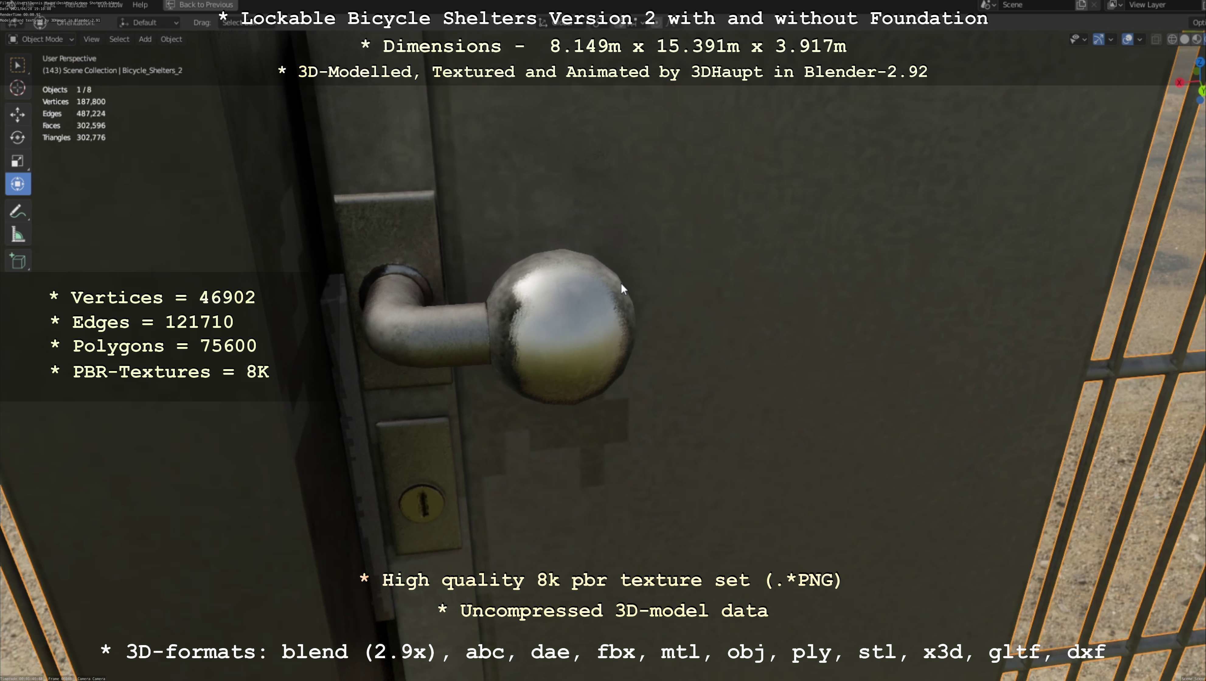 Lockable Bicycle Shelters Version 2 - Fahrradboxen Low-poly 3D model_69