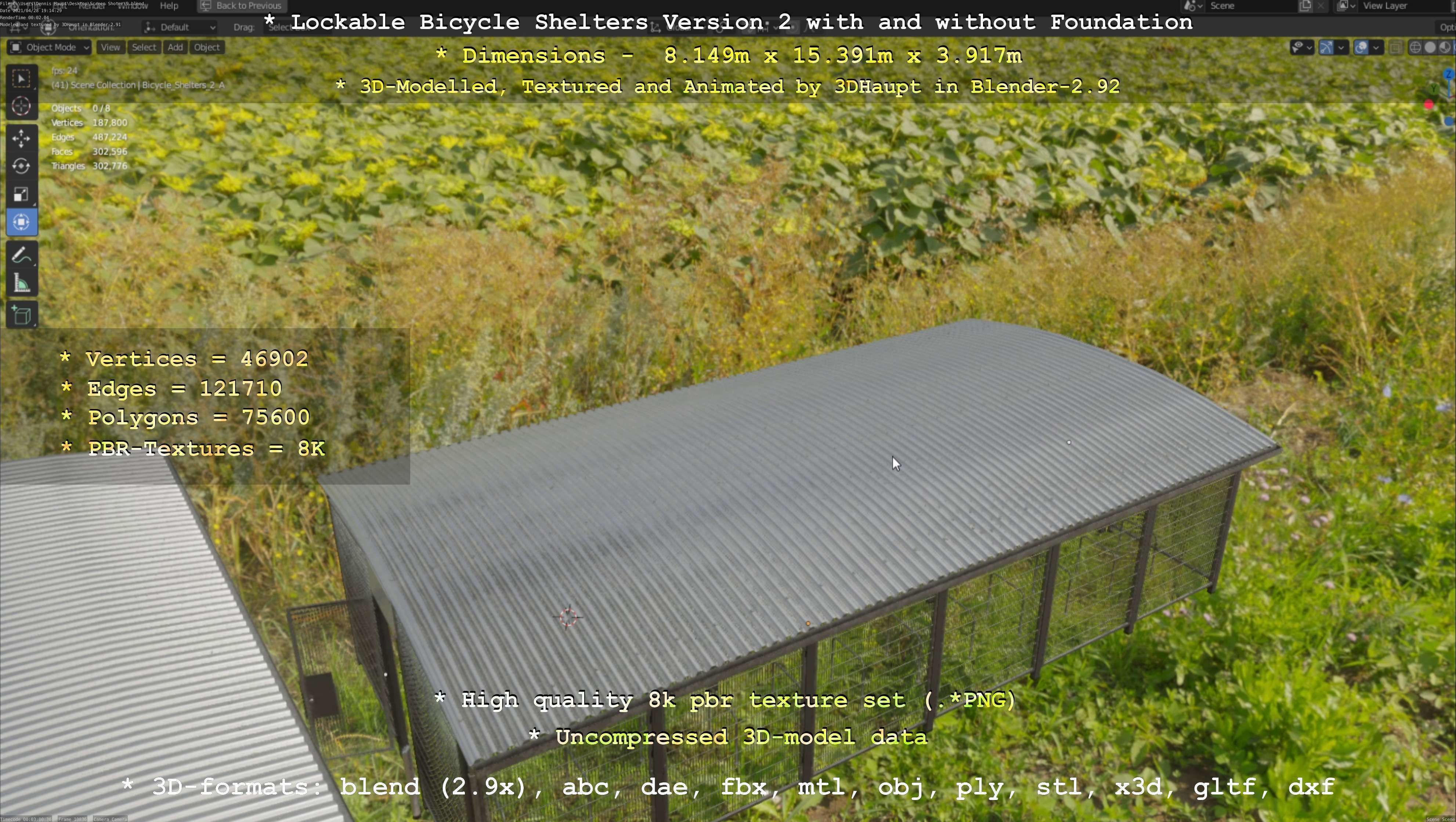 Lockable Bicycle Shelters Version 2 - Fahrradboxen Low-poly 3D model_29