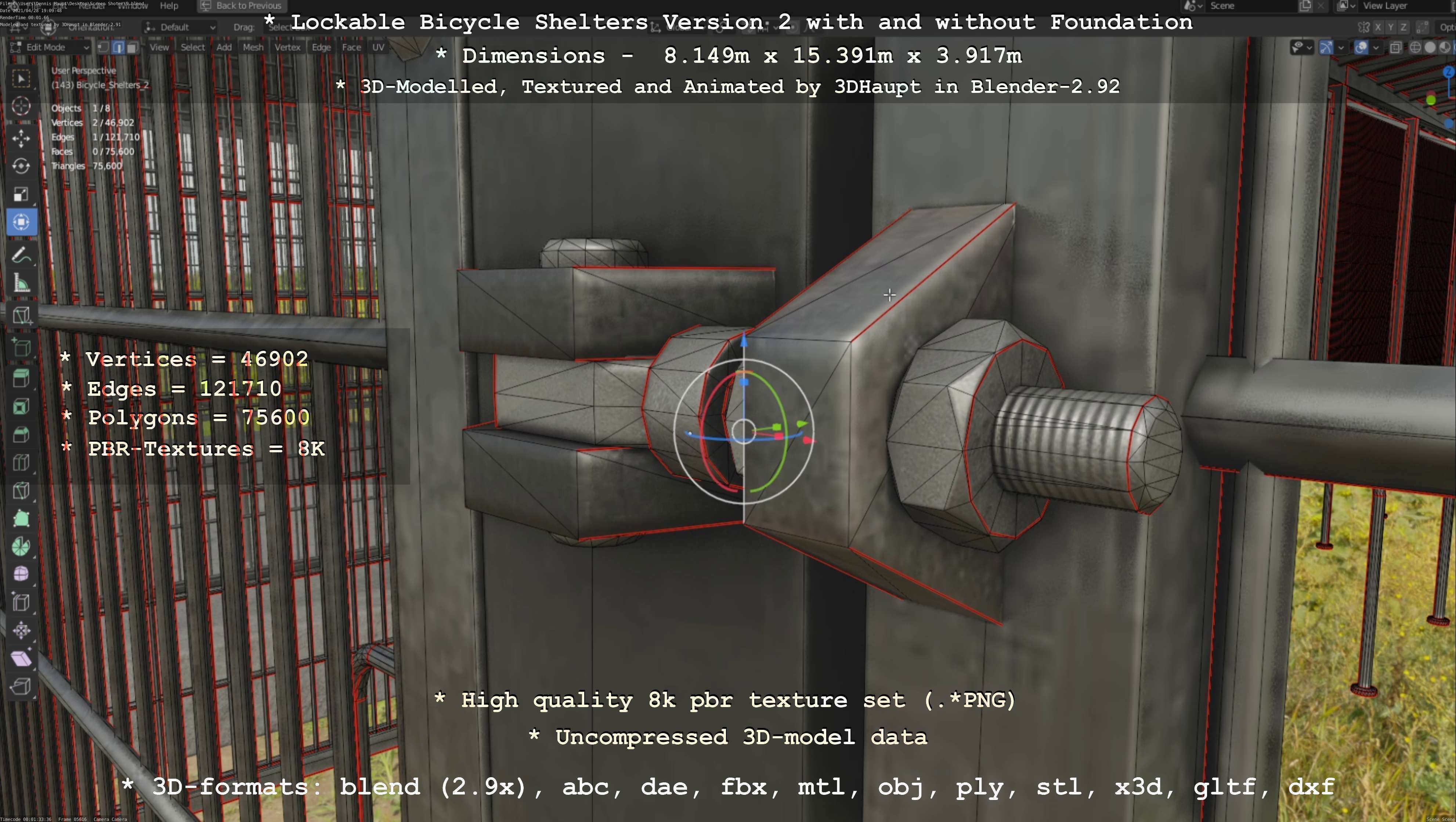 Lockable Bicycle Shelters Version 2 - Fahrradboxen Low-poly 3D model_68