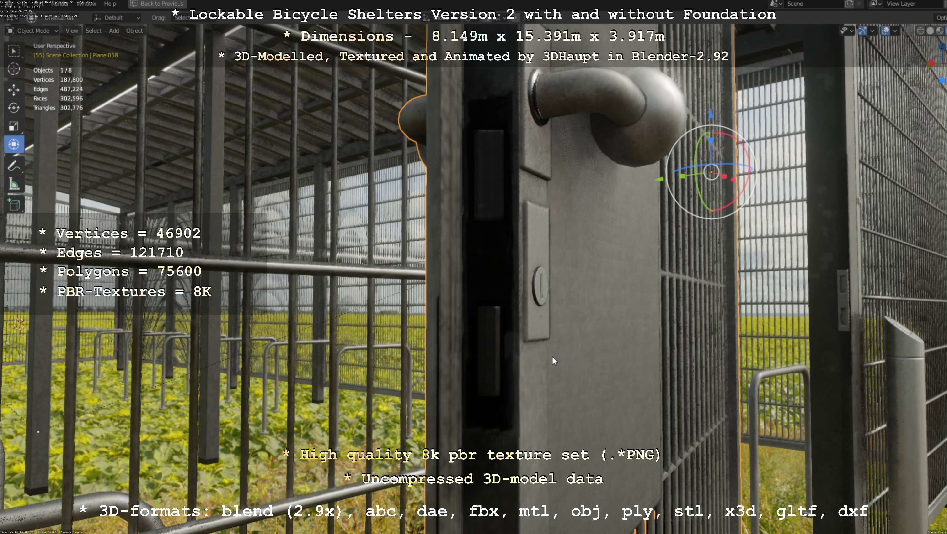 Lockable Bicycle Shelters Version 2 - Fahrradboxen Low-poly 3D model_97