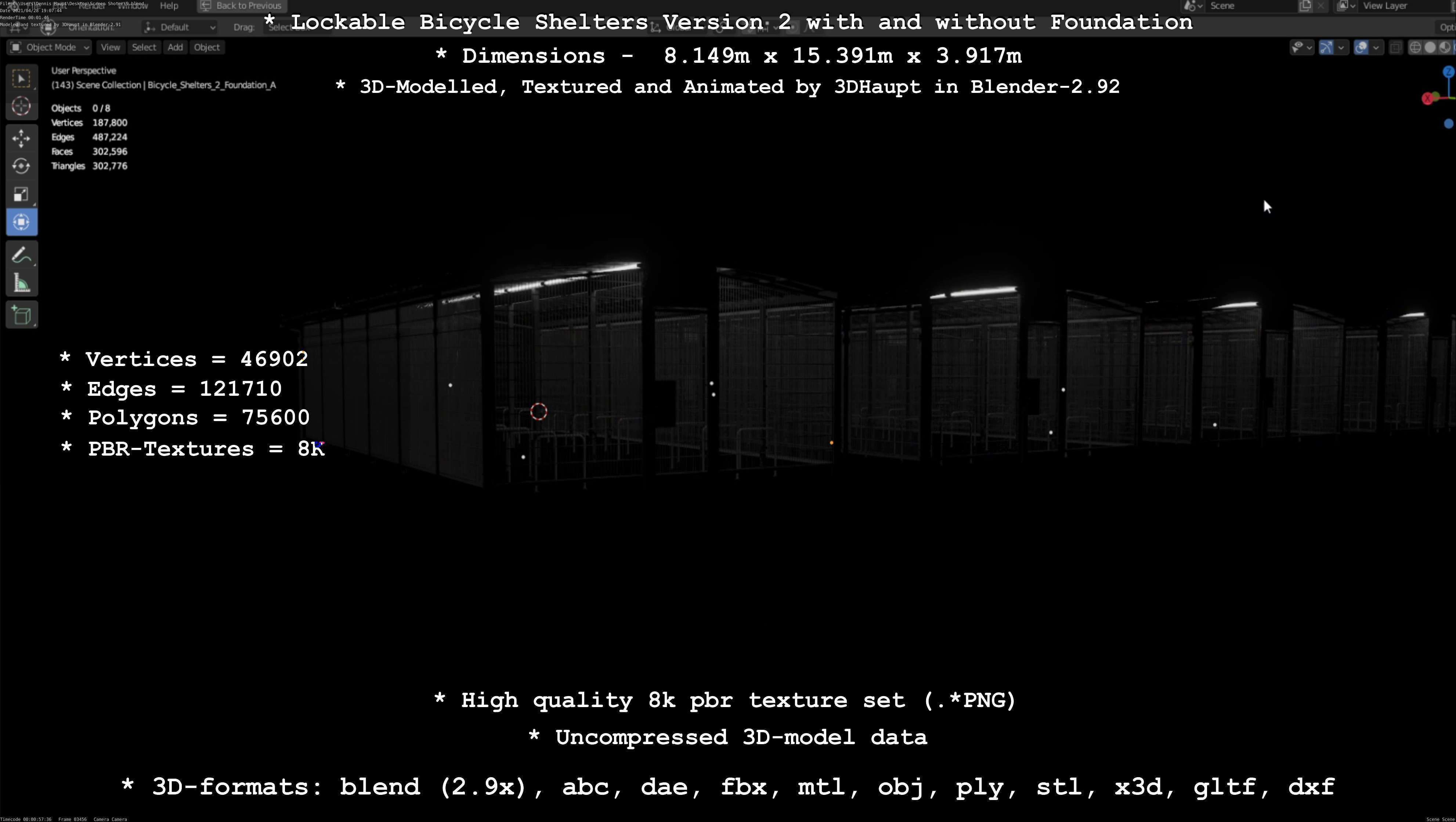 Lockable Bicycle Shelters Version 2 - Fahrradboxen Low-poly 3D model_131