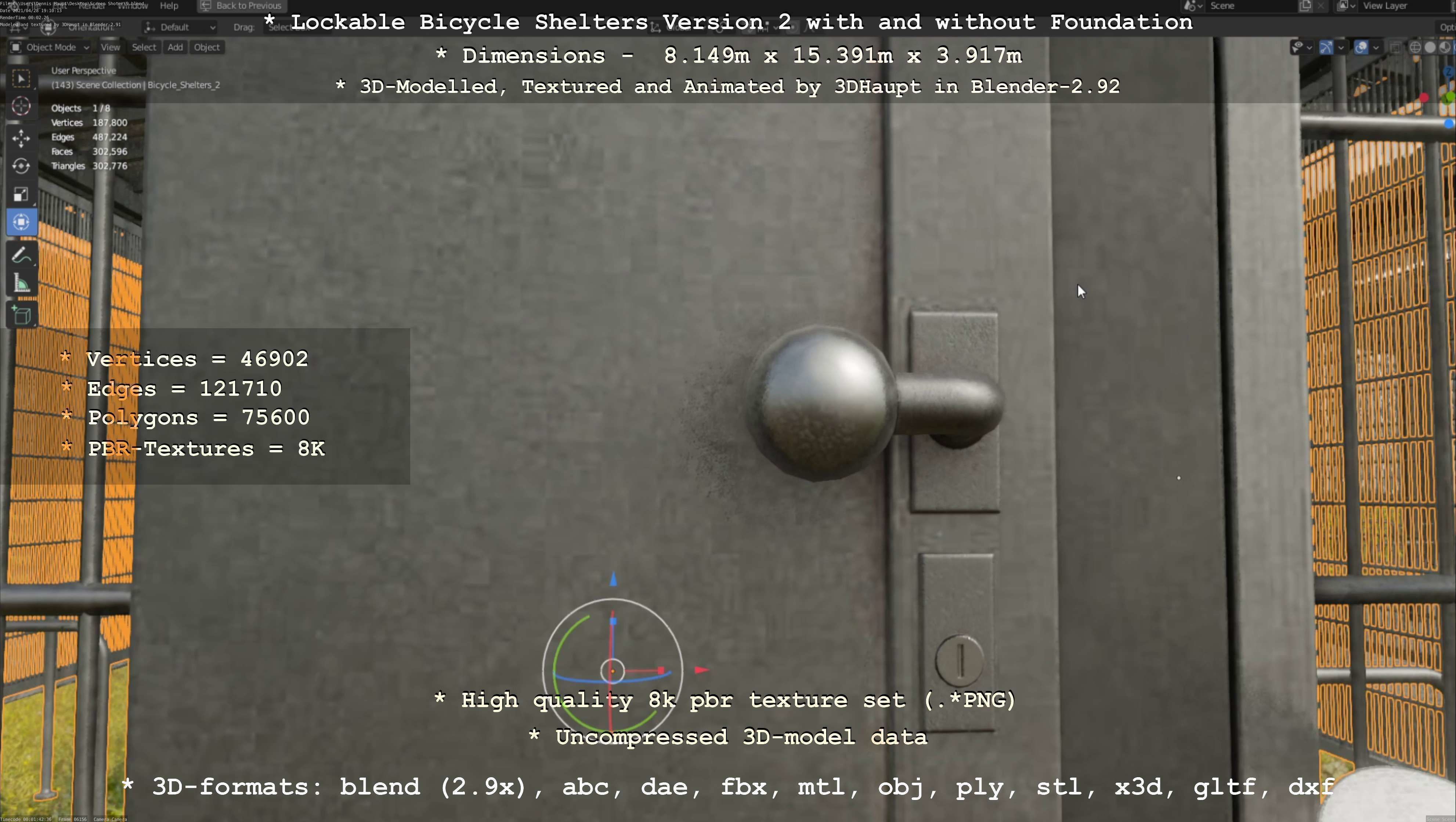 Lockable Bicycle Shelters Version 2 - Fahrradboxen Low-poly 3D model_71