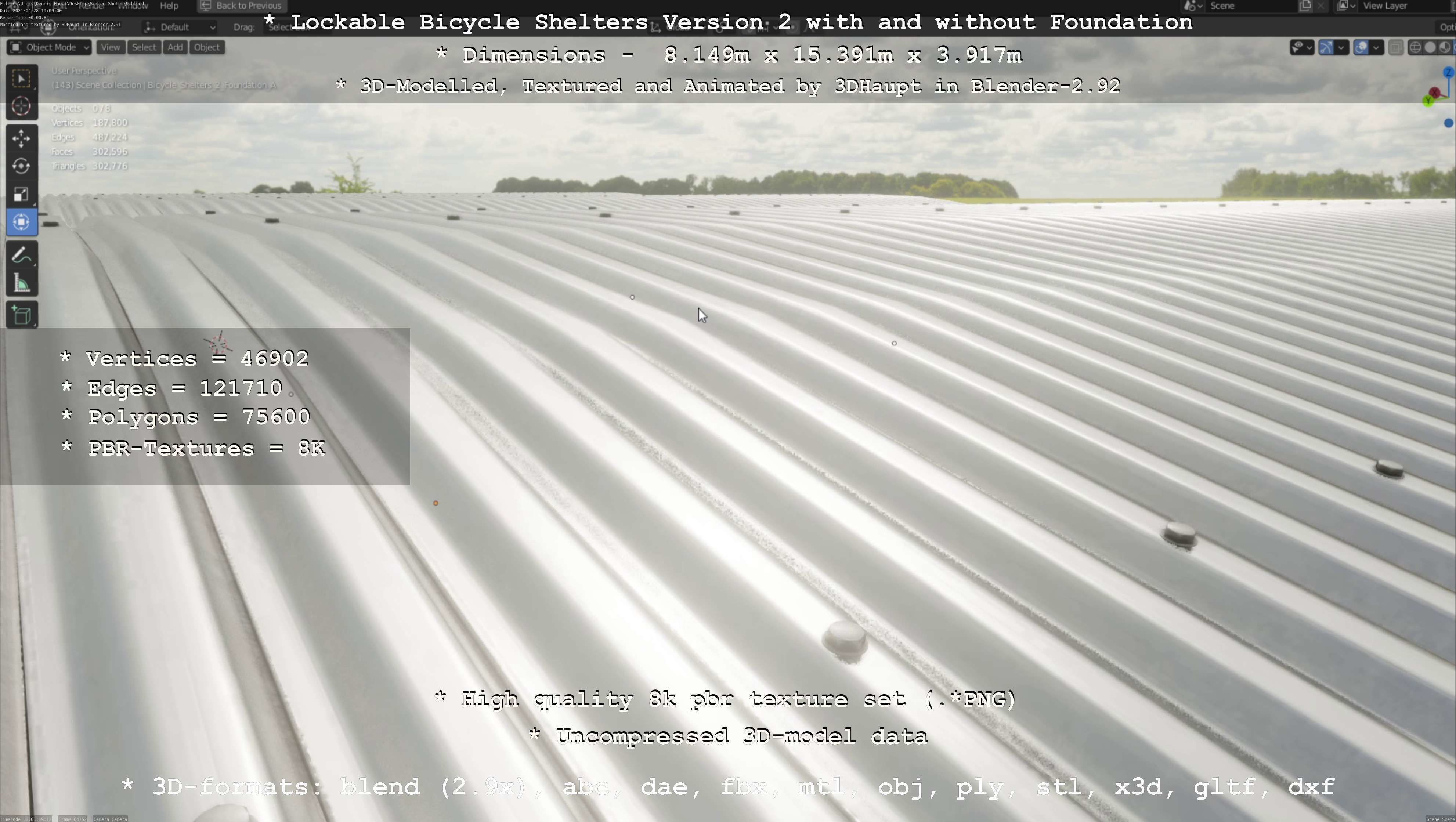 Lockable Bicycle Shelters Version 2 - Fahrradboxen Low-poly 3D model_136