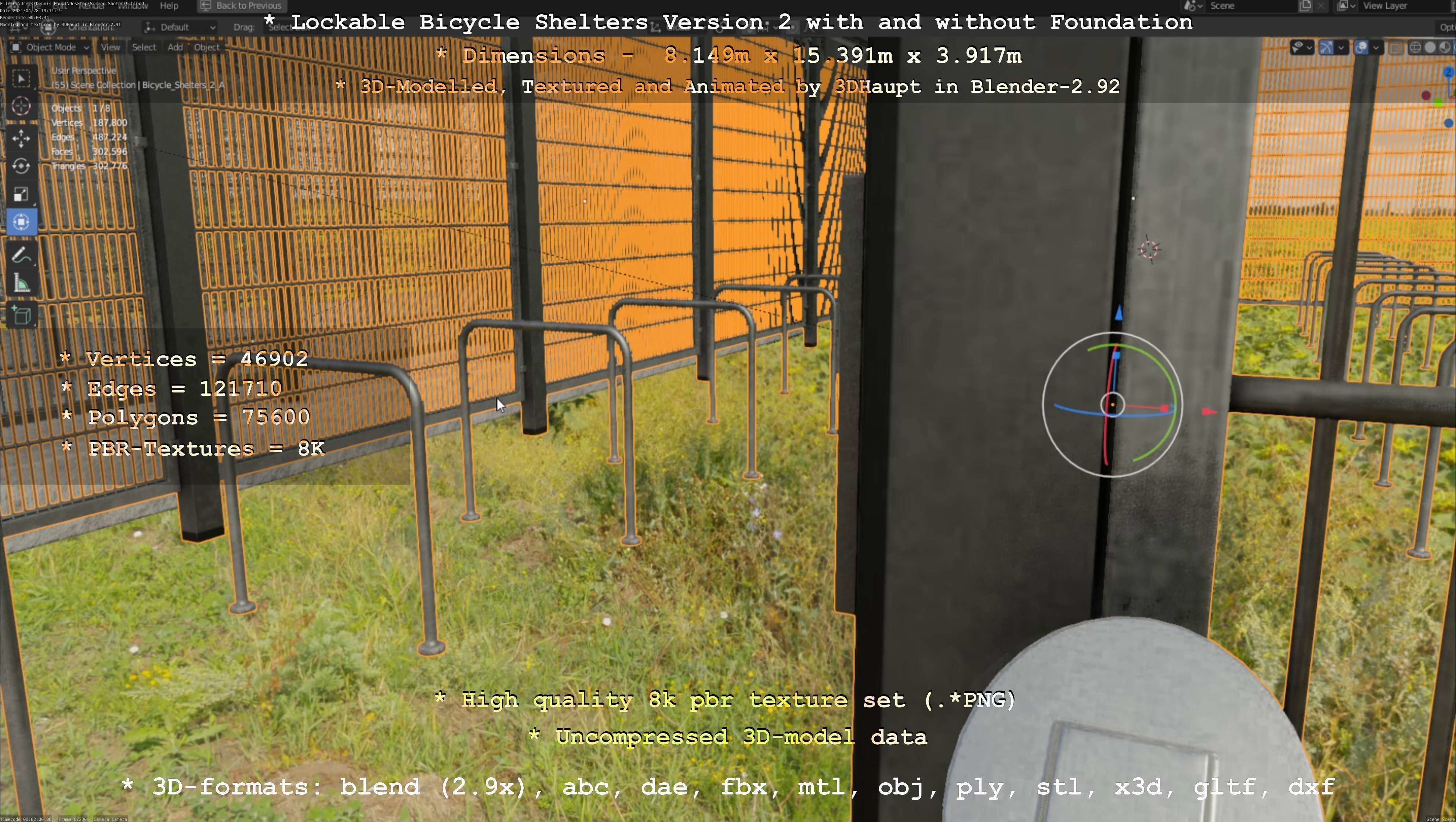 Lockable Bicycle Shelters Version 2 - Fahrradboxen Low-poly 3D model_98