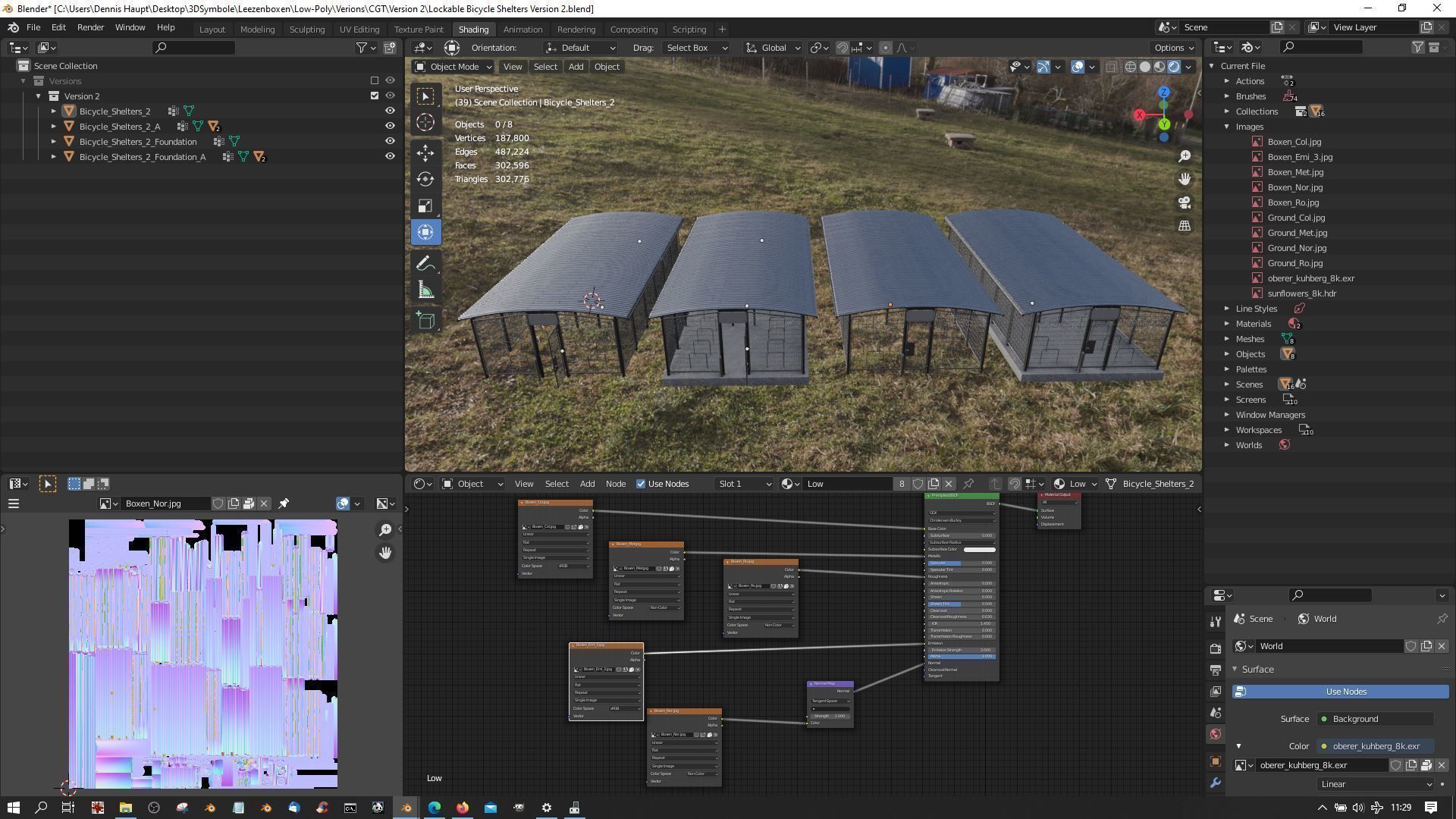 Lockable Bicycle Shelters Version 2 - Fahrradboxen Low-poly 3D model_7
