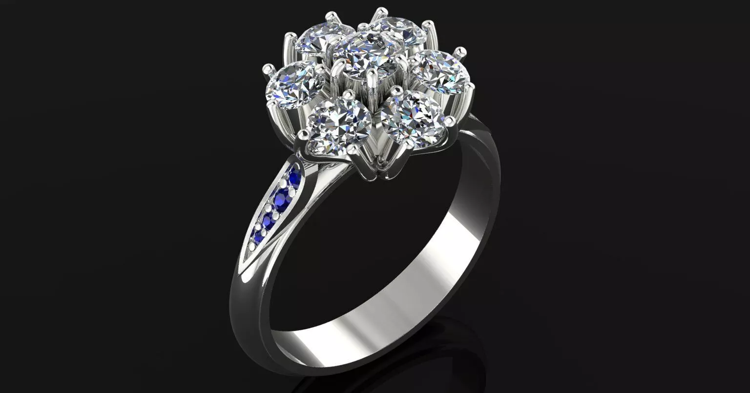 Diamond Bunch ring 3D print model