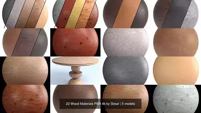 22 Wood Materials PBR 4k by Sbsar