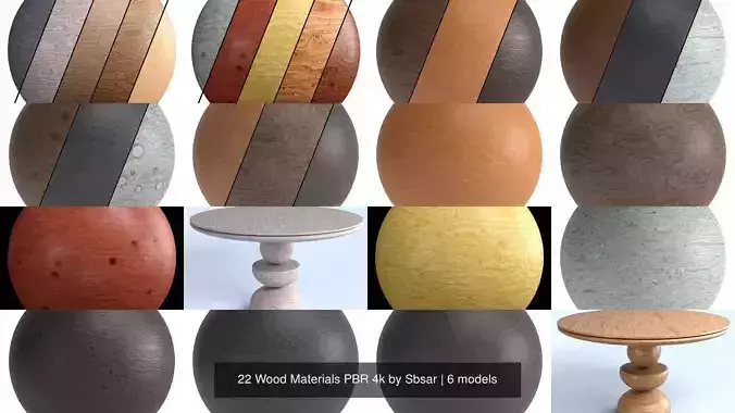 22 Wood Materials PBR 4k by Sbsar