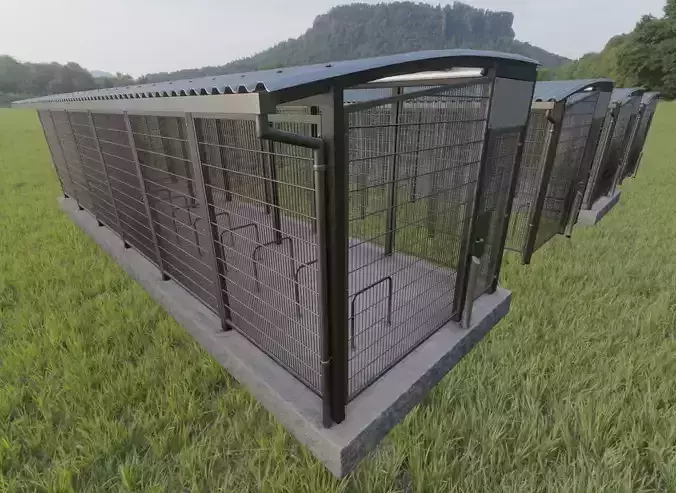 Lockable Bicycle Shelters Version 1 - Fahrradboxen Low-poly 3D model