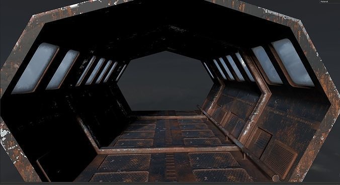 SciFi Corridor Low-poly 3D model