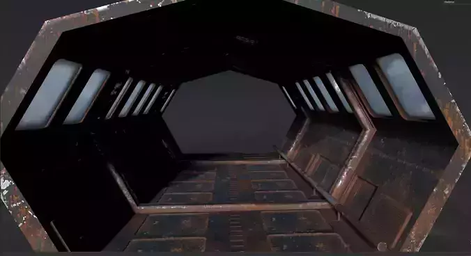 SciFi Corridor Low-poly 3D model