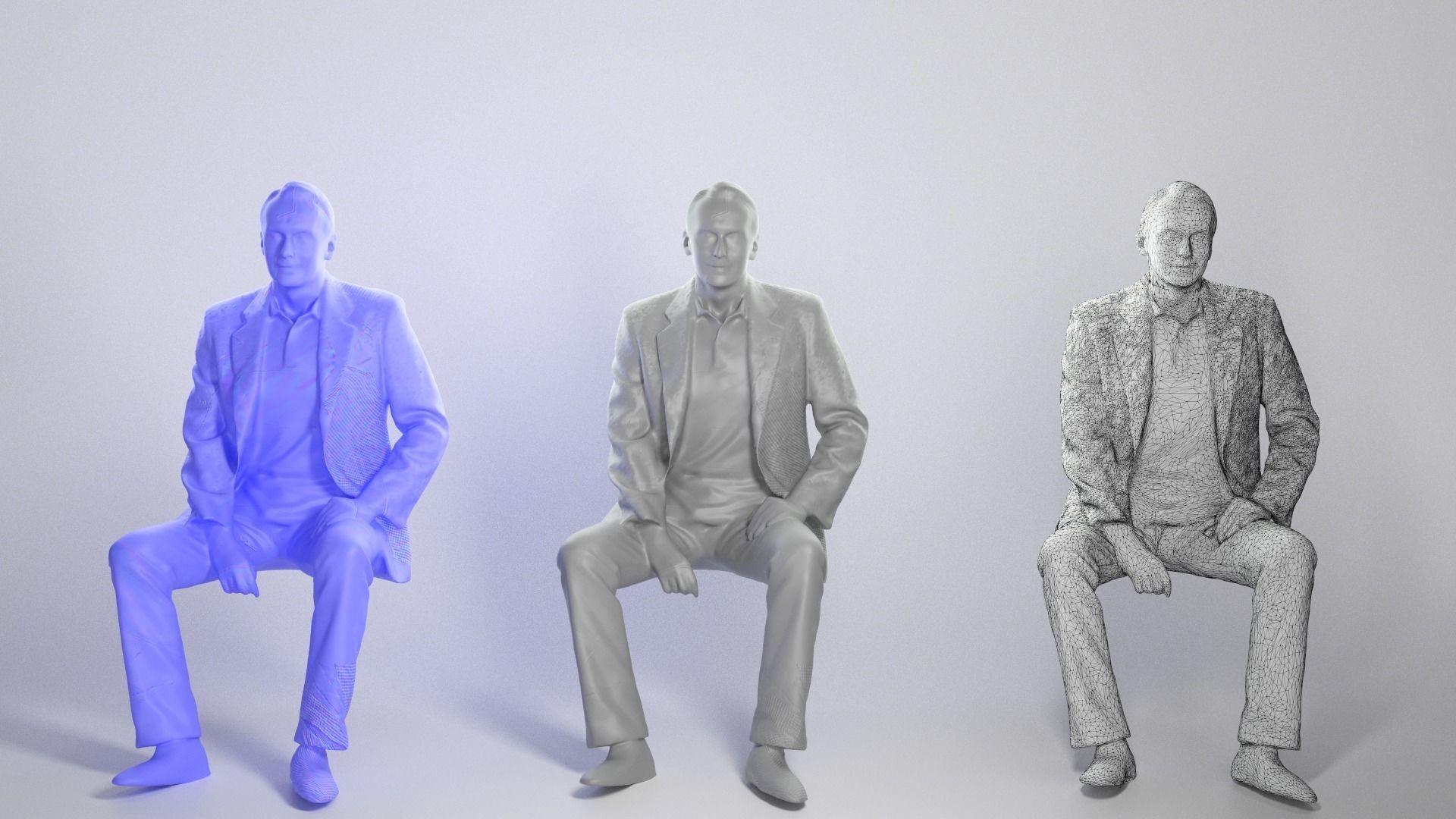 Sitting man in jacket 292 Low-poly 3D model_3