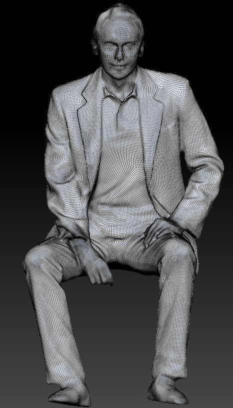 Sitting man in jacket 292 Low-poly 3D model_5