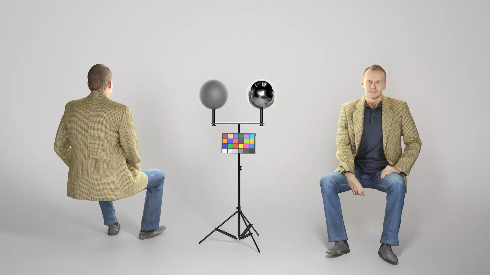 Sitting man in jacket 292 Low-poly 3D model_0