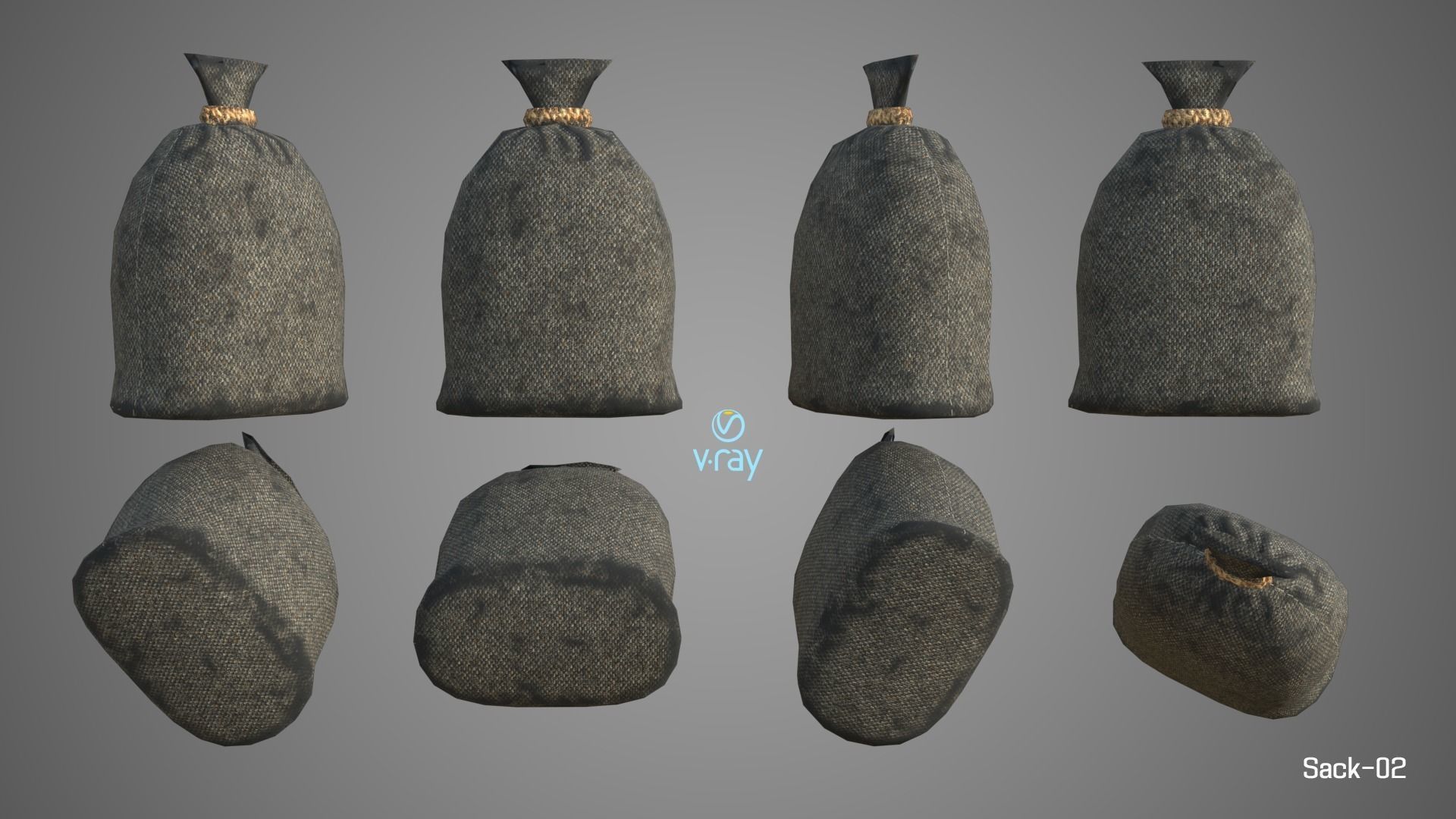 Sack Low Poly group of bags Low-poly 3D model_1
