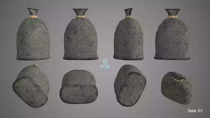 Sack Low Poly group of bags