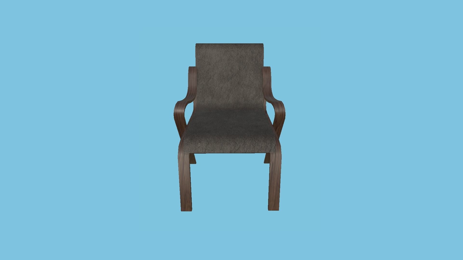 Dark Wood Armchair - Furniture Interior Design Low-poly 3D model_1