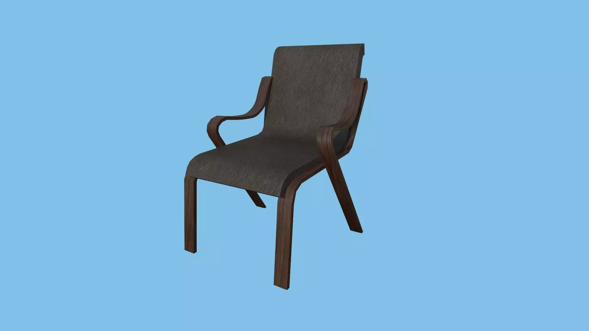Dark Wood Armchair - Furniture Interior Design Low-poly 3D model_0