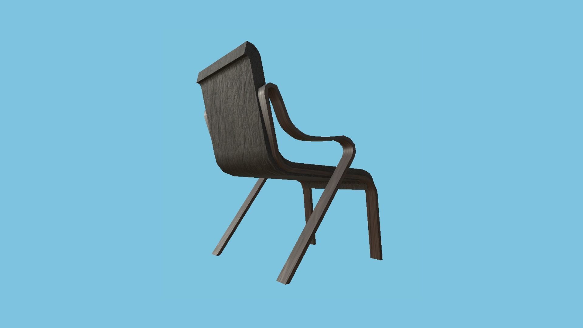 Dark Wood Armchair - Furniture Interior Design Low-poly 3D model_2