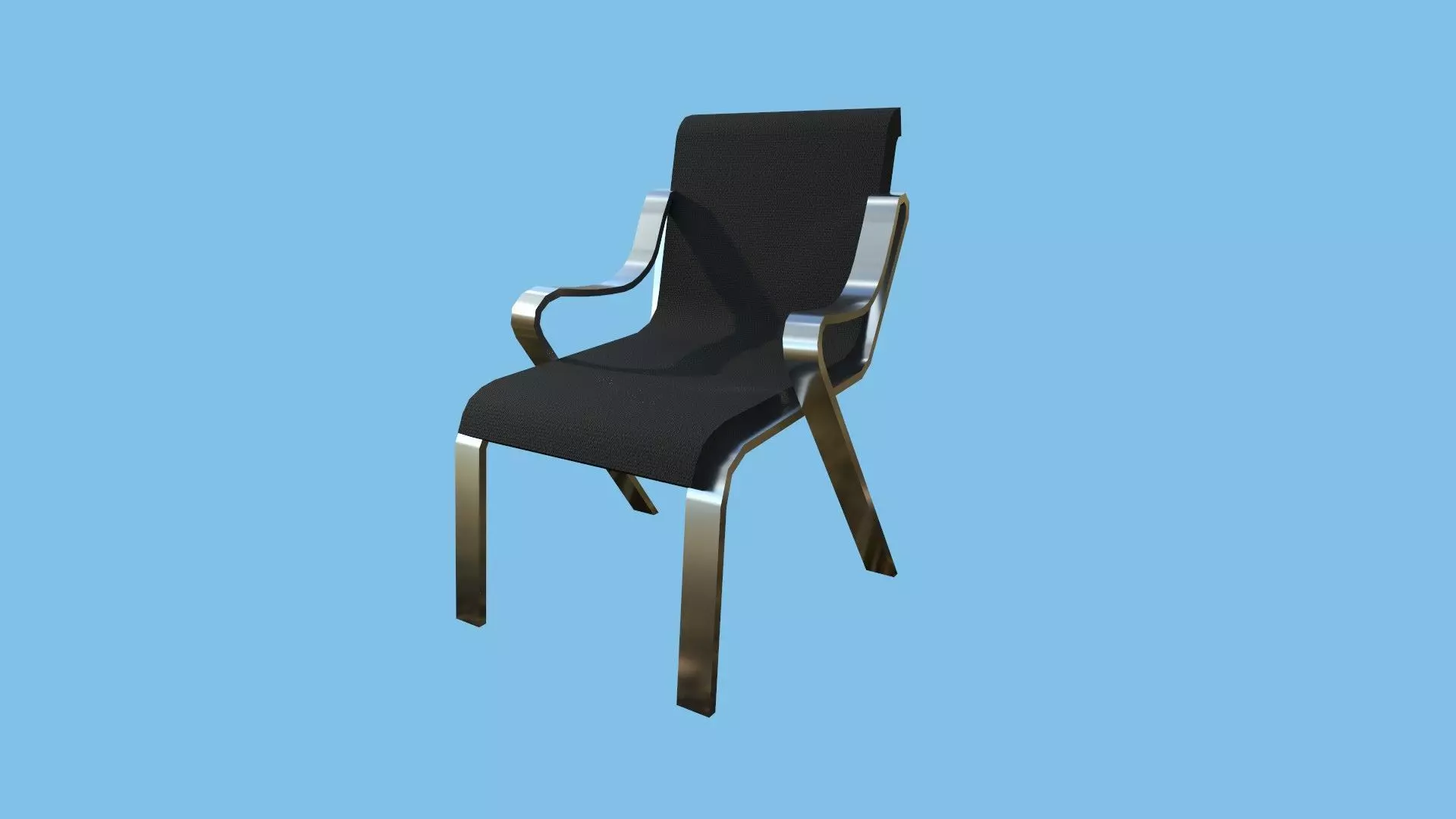 Black Aluminum Armchair - Furniture Interior Design Low-poly 3D model_0