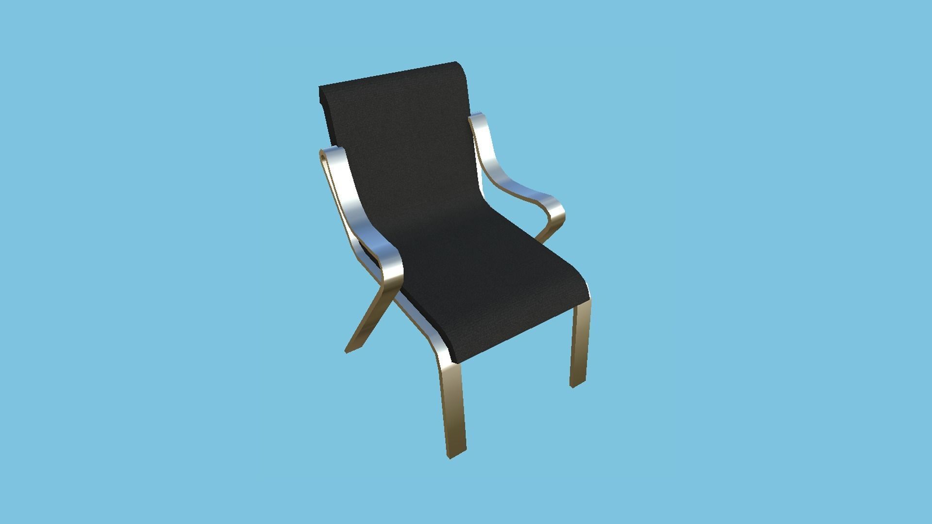 Black Aluminum Armchair - Furniture Interior Design Low-poly 3D model_3