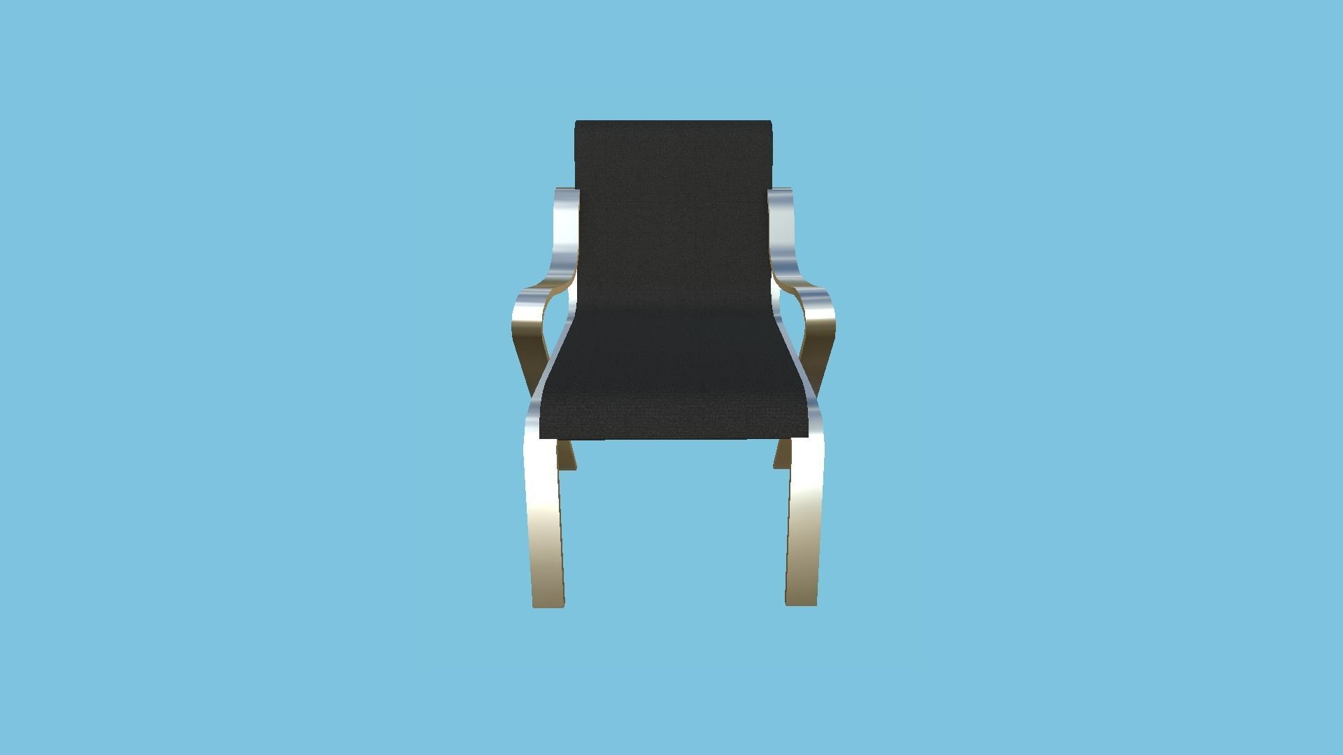 Black Aluminum Armchair - Furniture Interior Design Low-poly 3D model_1