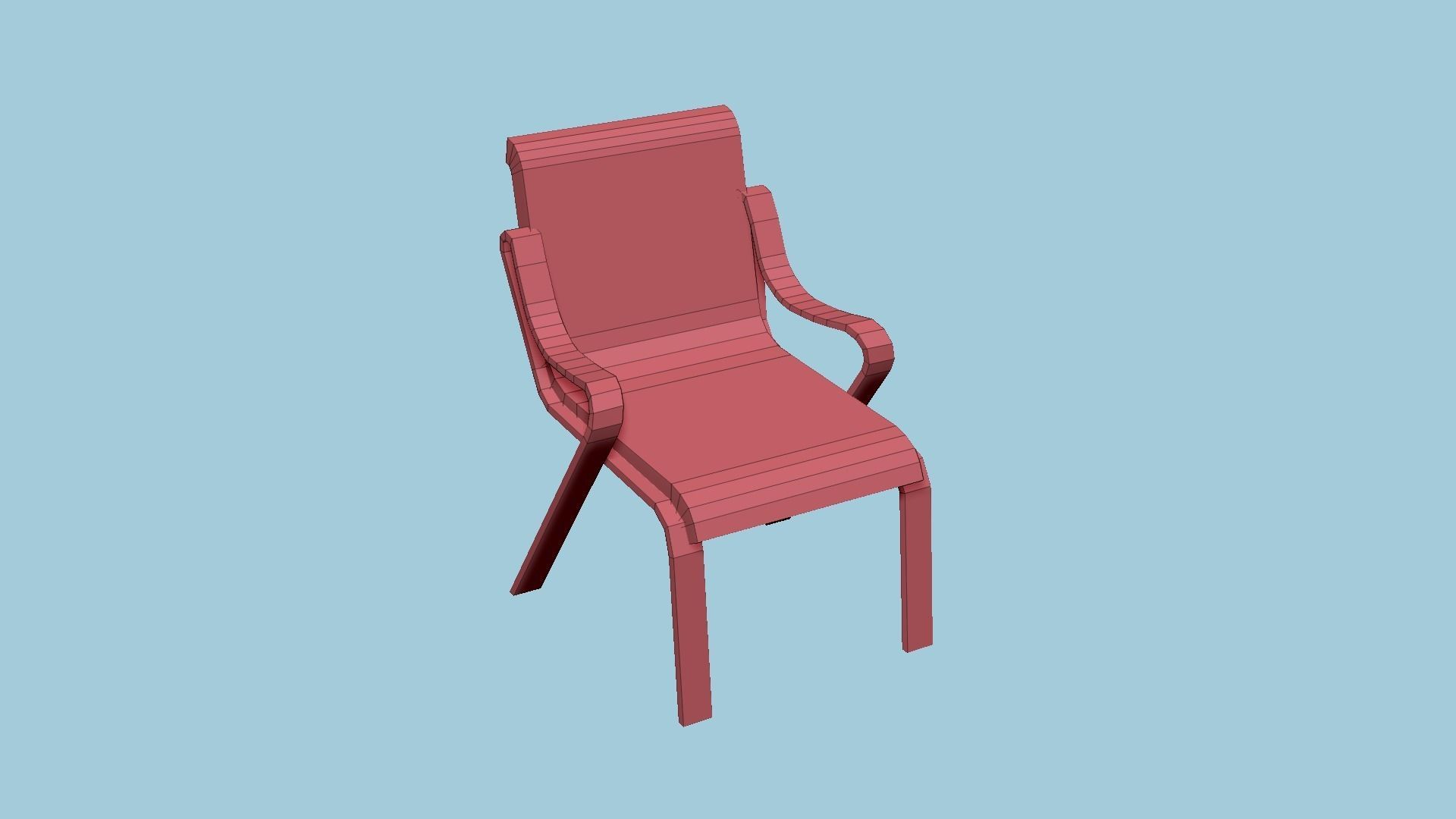Black Aluminum Armchair - Furniture Interior Design Low-poly 3D model_9