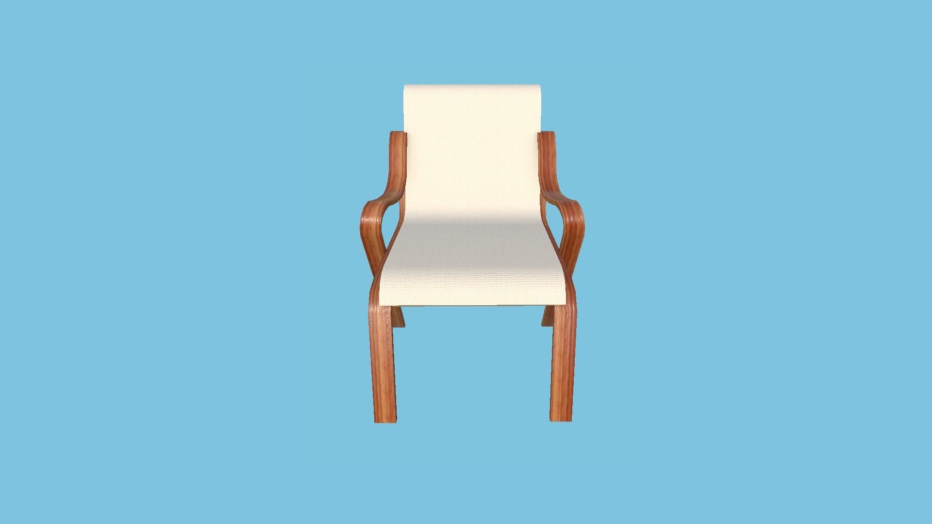 Beige Wood Armchair - Furniture Interior Design Low-poly 3D model_1