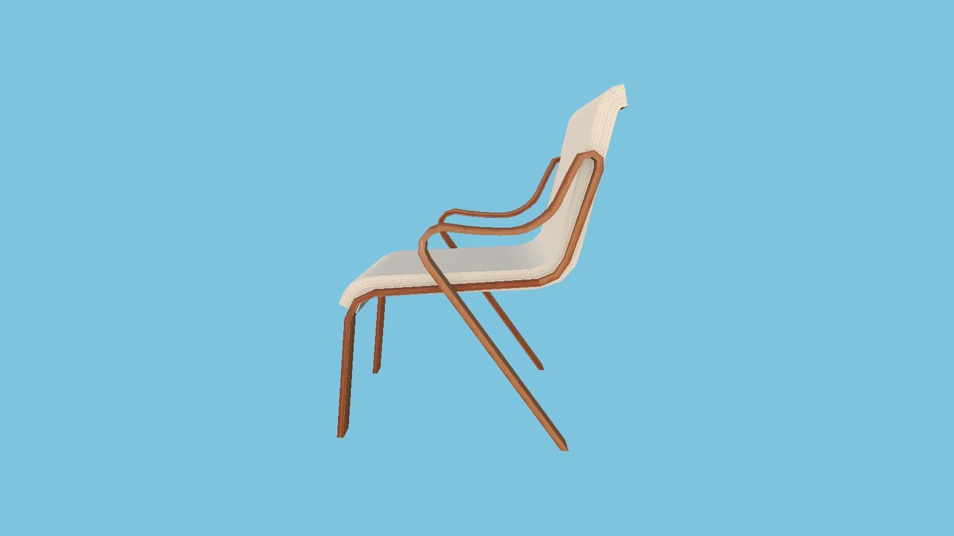 Beige Wood Armchair - Furniture Interior Design Low-poly 3D model_4