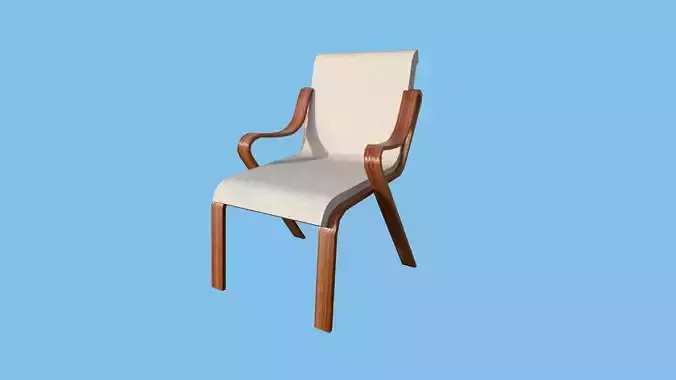Beige Wood Armchair - Furniture Interior Design Low-poly 3D model